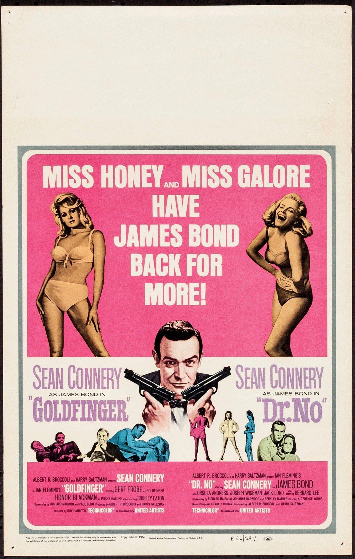 Goldfinger &amp; Dr. No Window Card (14x22) Original Vintage Movie Poster