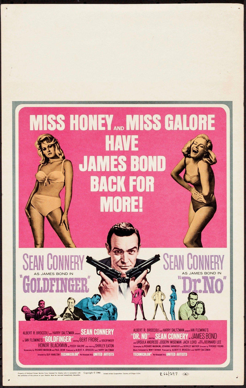Goldfinger & Dr. No Window Card (14x22) Original Vintage Movie Poster