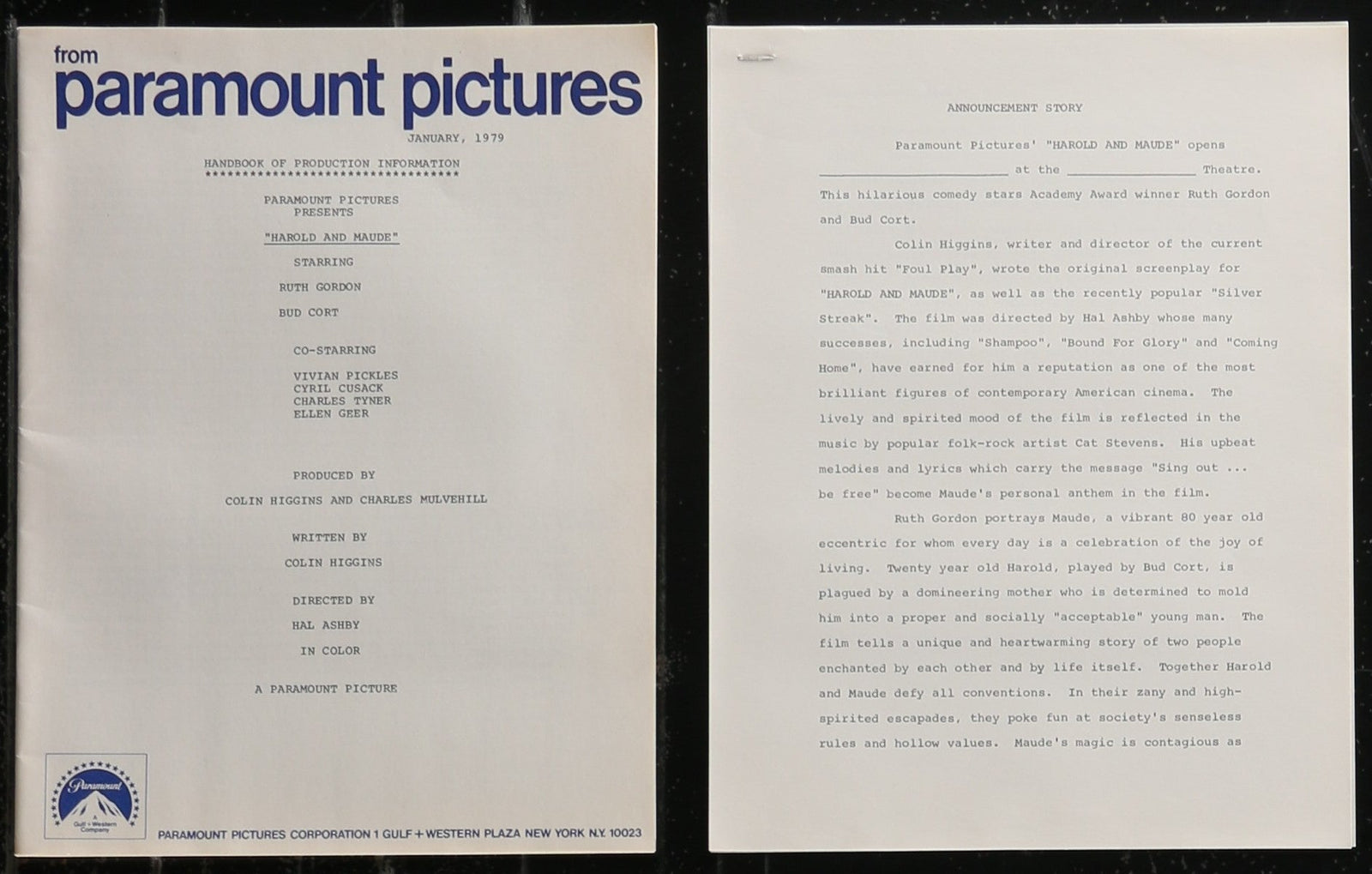 Harold and Maude Original Vintage Movie Poster