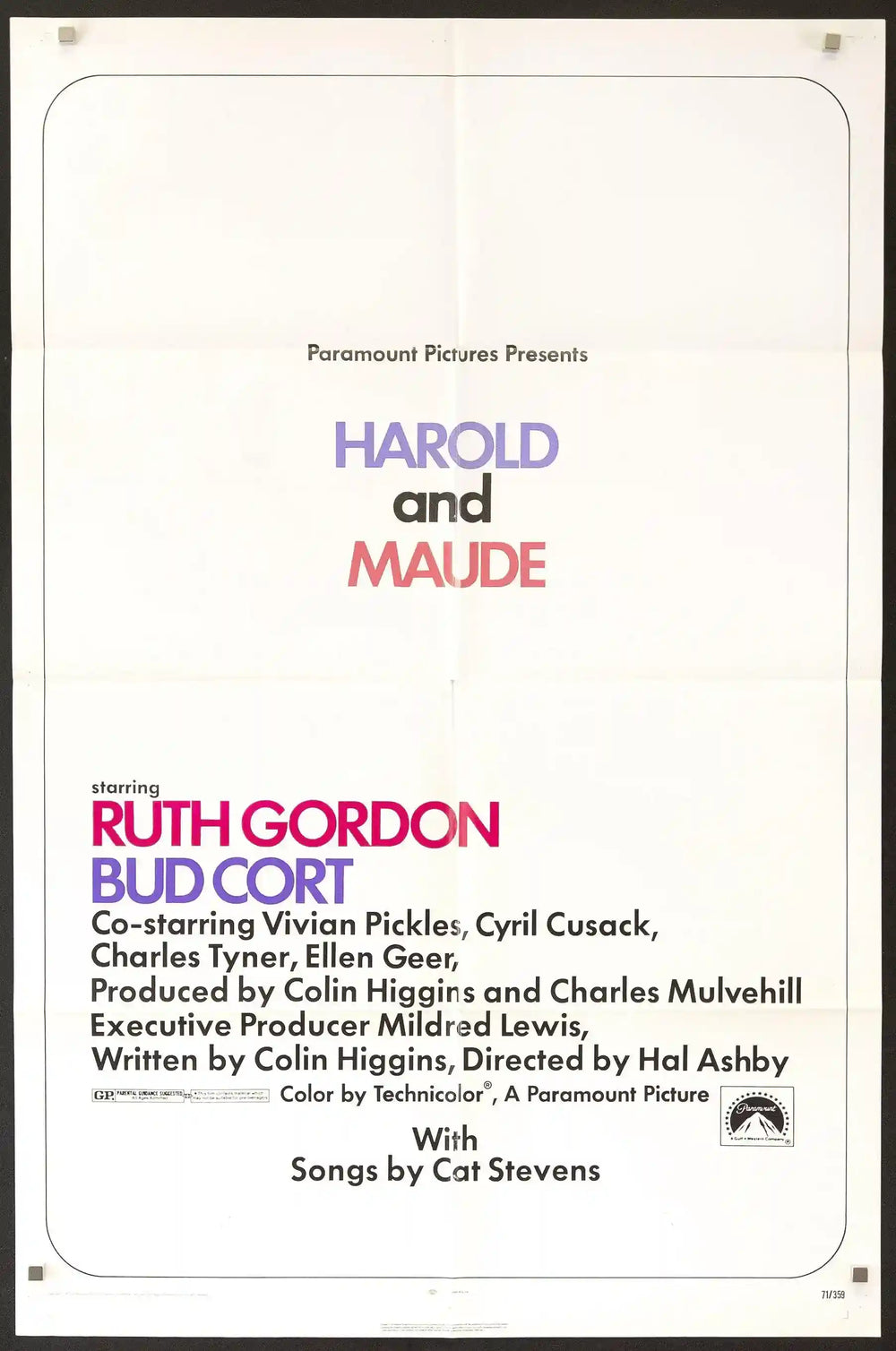 Harold and Maude Original Vintage Movie Poster