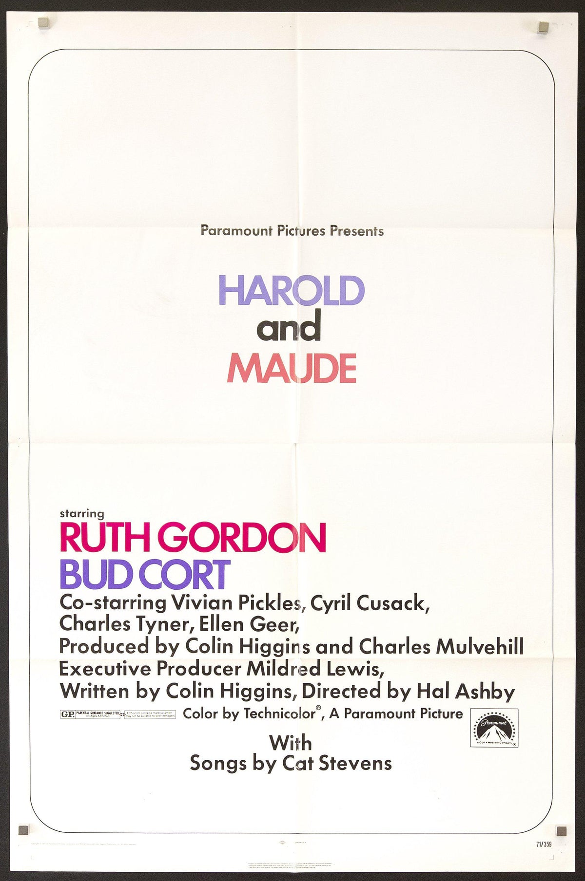Harold and Maude Original Vintage Movie Poster
