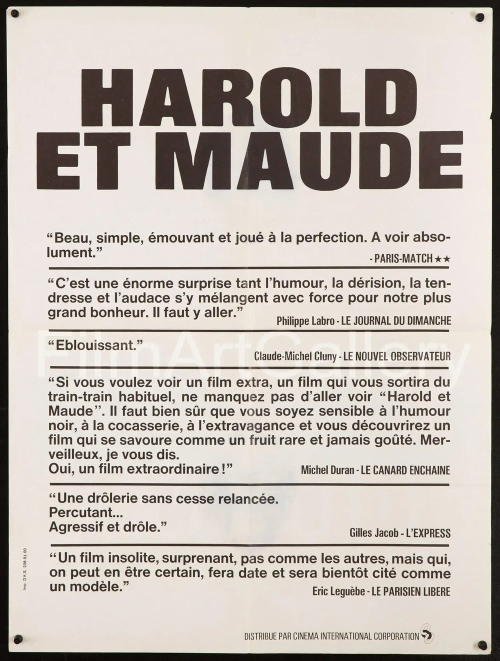 Harold and Maude Original Vintage Movie Poster