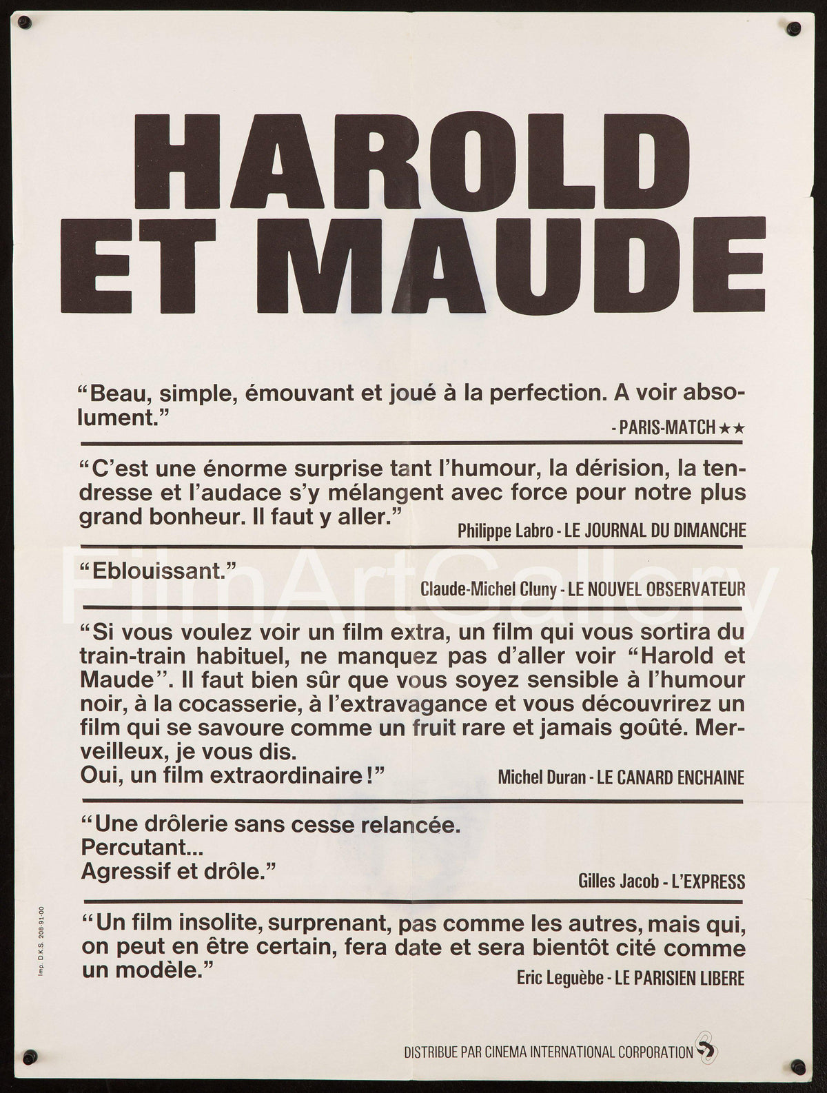 Harold and Maude Original Vintage Movie Poster
