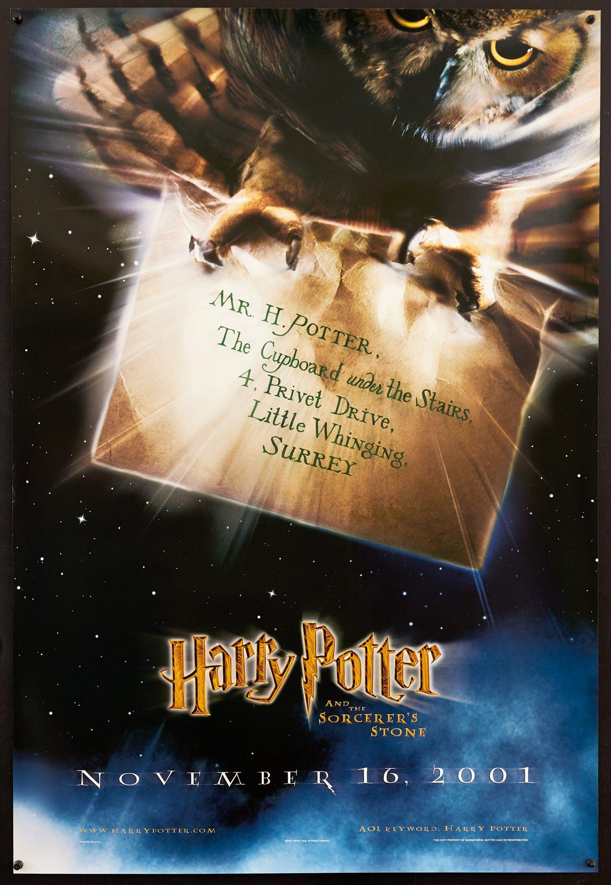 Harry Potter and the Sorcerer&#39;s Stone 1 Sheet (27x41) Original Vintage Movie Poster