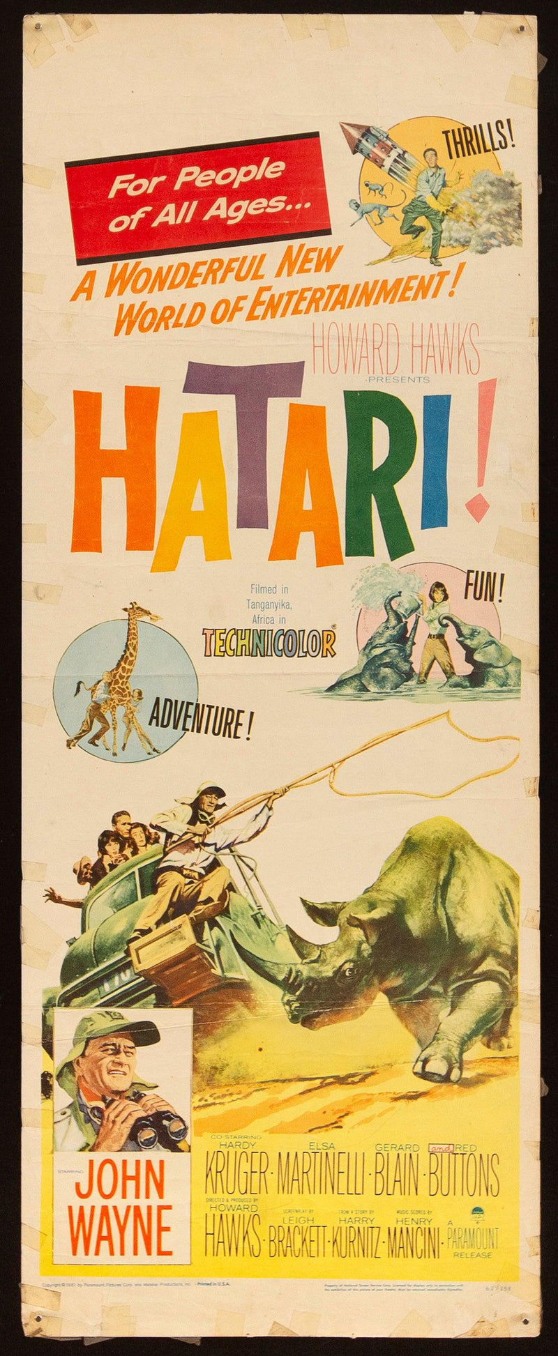 Hatari! Insert (14x36) Original Vintage Movie Poster