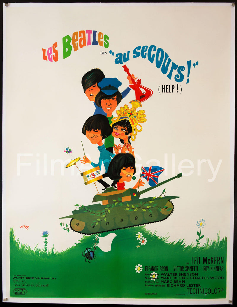 Help French 1 panel (47x63) Original Vintage Movie Poster
