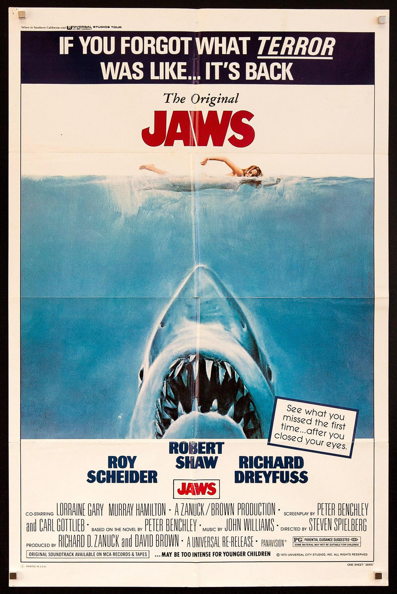 Jaws 1 Sheet (27x41) Original Vintage Movie Poster