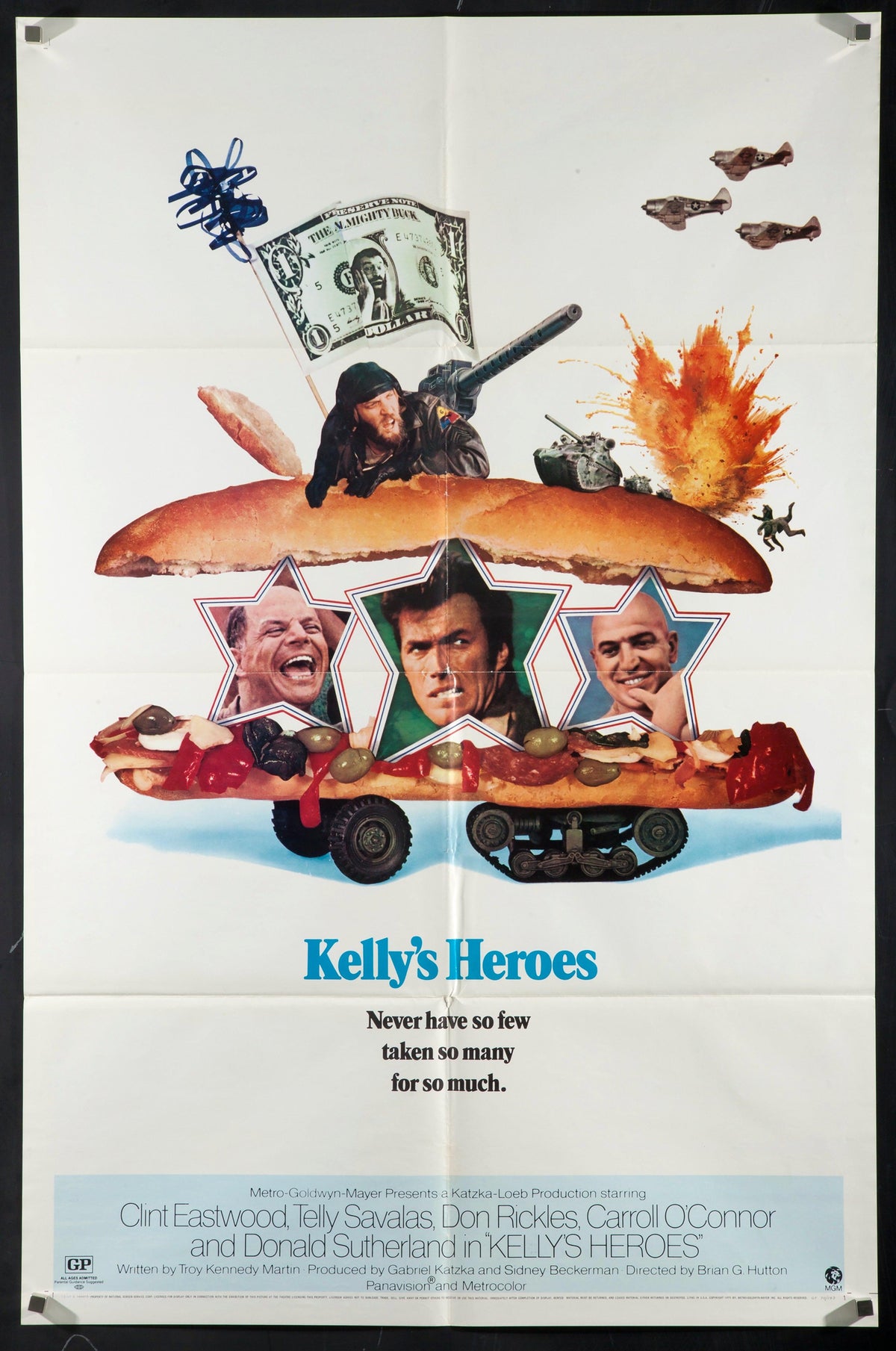 Kelly&#39;s Heroes 1 Sheet (27x41) Original Vintage Movie Poster