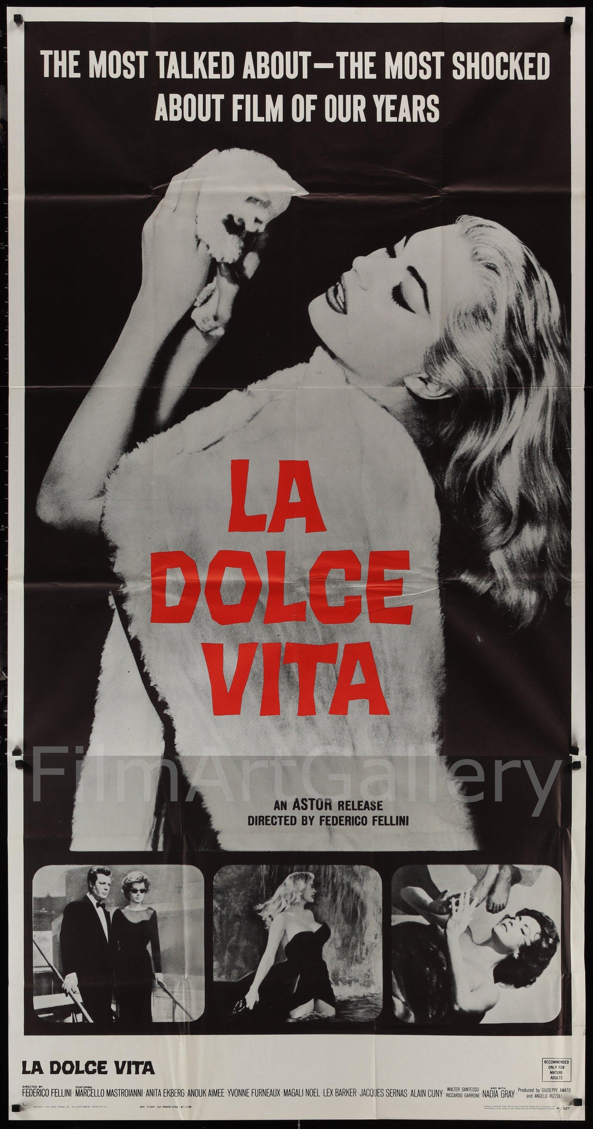 La Dolce Vita 3 Sheet (41x81) Original Vintage Movie Poster