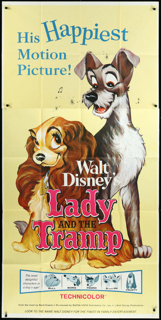 Lady and the Tramp 3 Sheet (41x81) Original Vintage Movie Poster