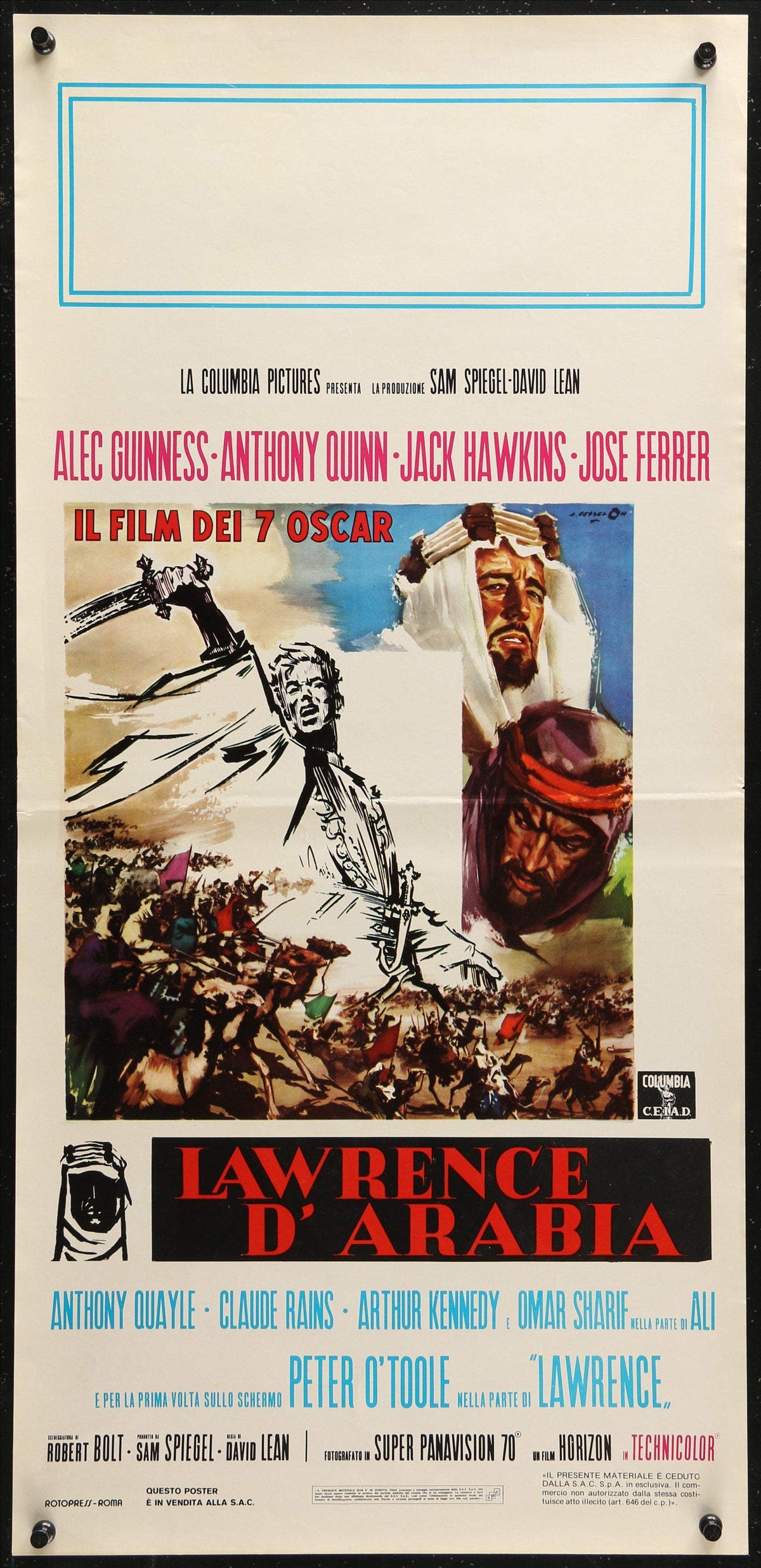 Lawrence of Arabia Italian locandina (13x28) Original Vintage Movie Poster