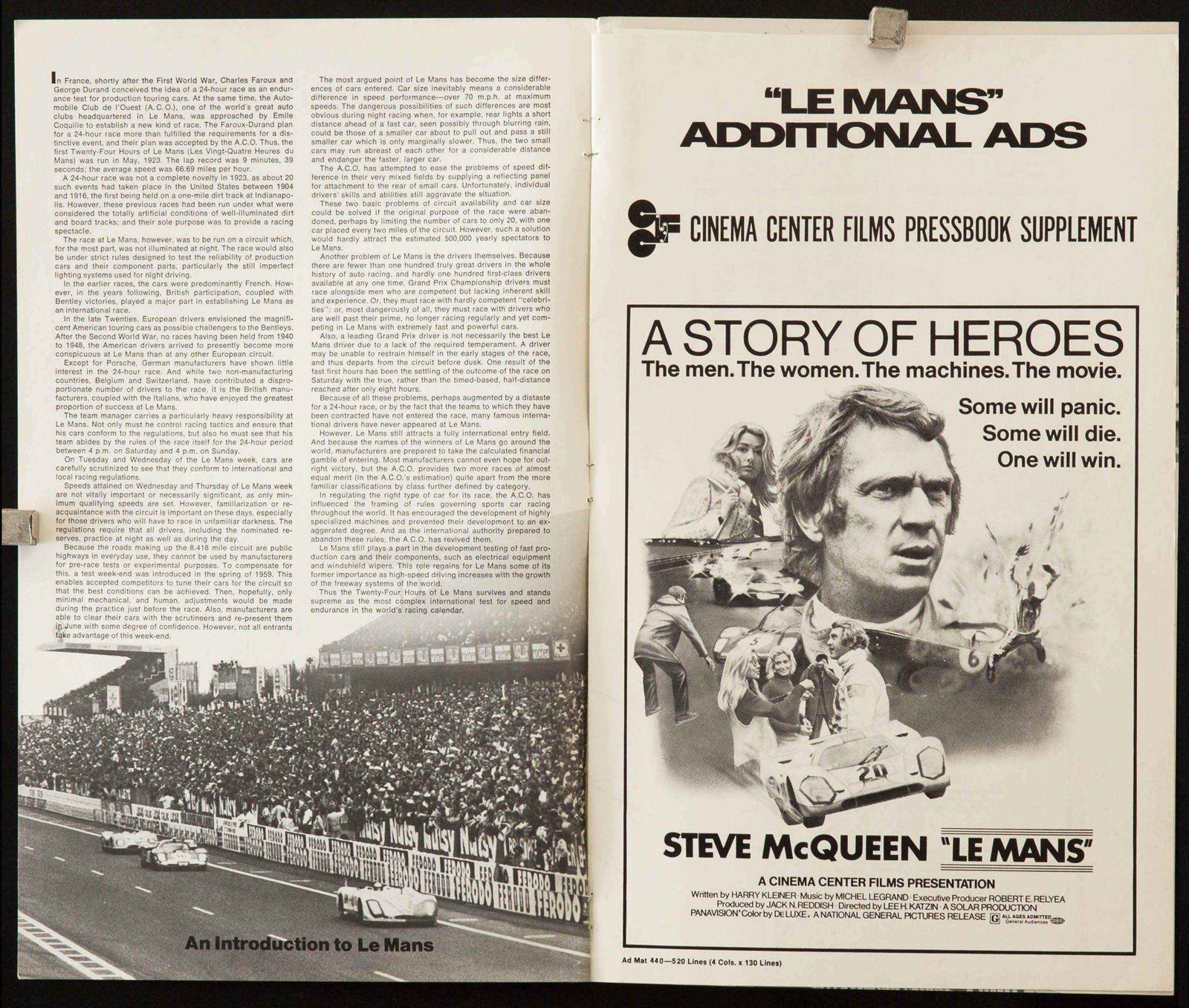 Le Mans Original Vintage Movie Poster