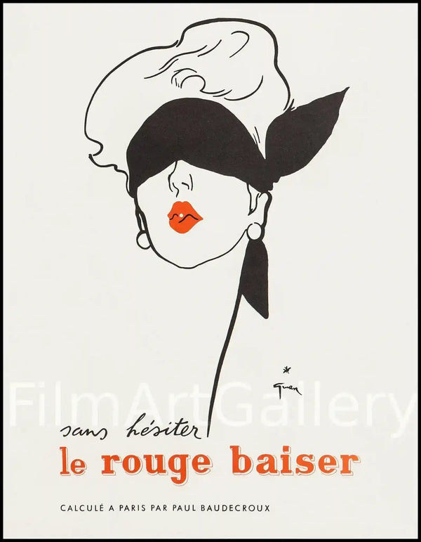 Le Rouge Baiser Movie Poster 1950's 17x22