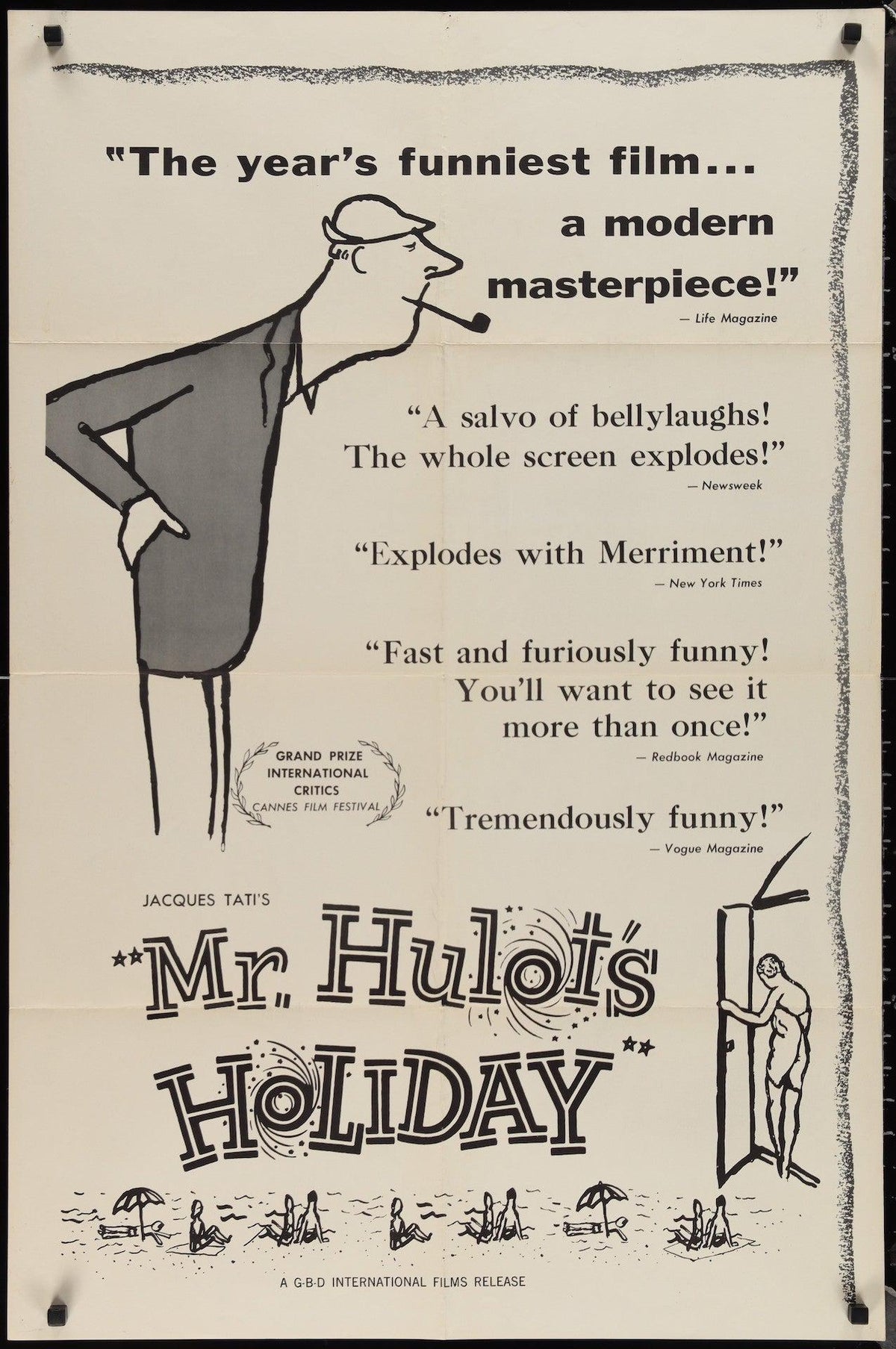 Les Vacances de Monsieur Hulot (Mr. Hulot&#39;s Holiday) 1 Sheet (27x41) Original Vintage Movie Poster