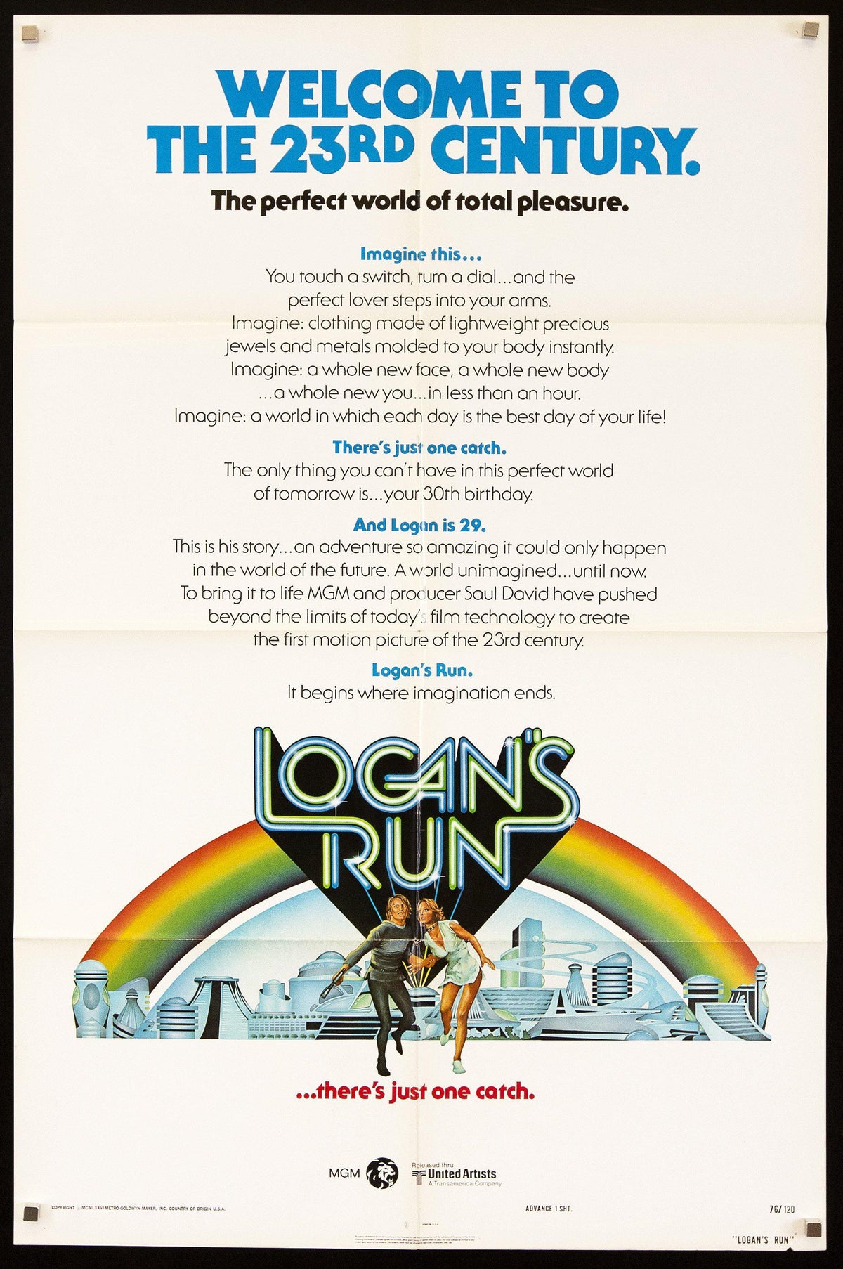 Logan&#39;s Run 1 Sheet (27x41) Original Vintage Movie Poster