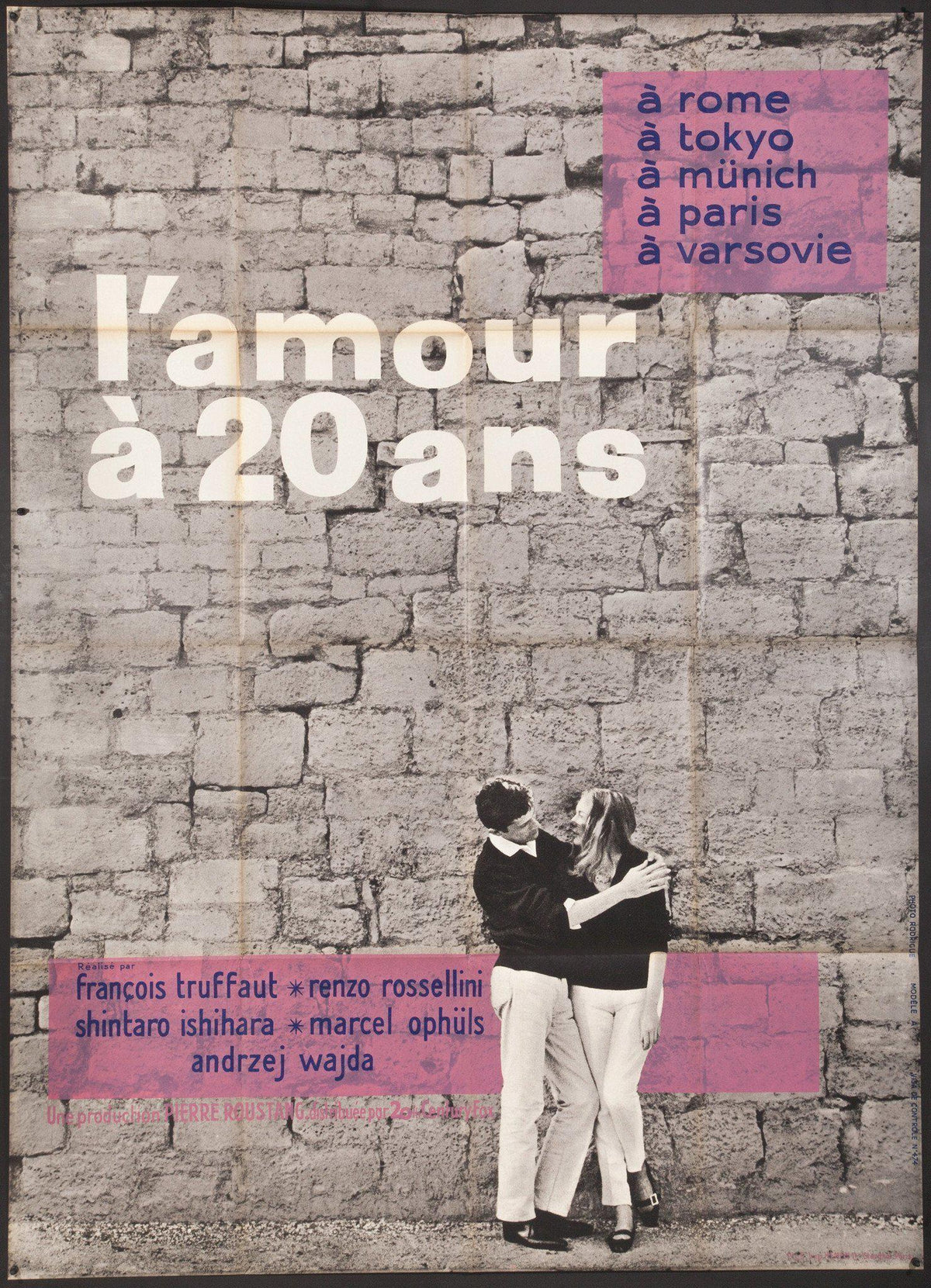 Love at Twenty (L&#39;Amour A 20 Ans) French 1 panel (47x63) Original Vintage Movie Poster