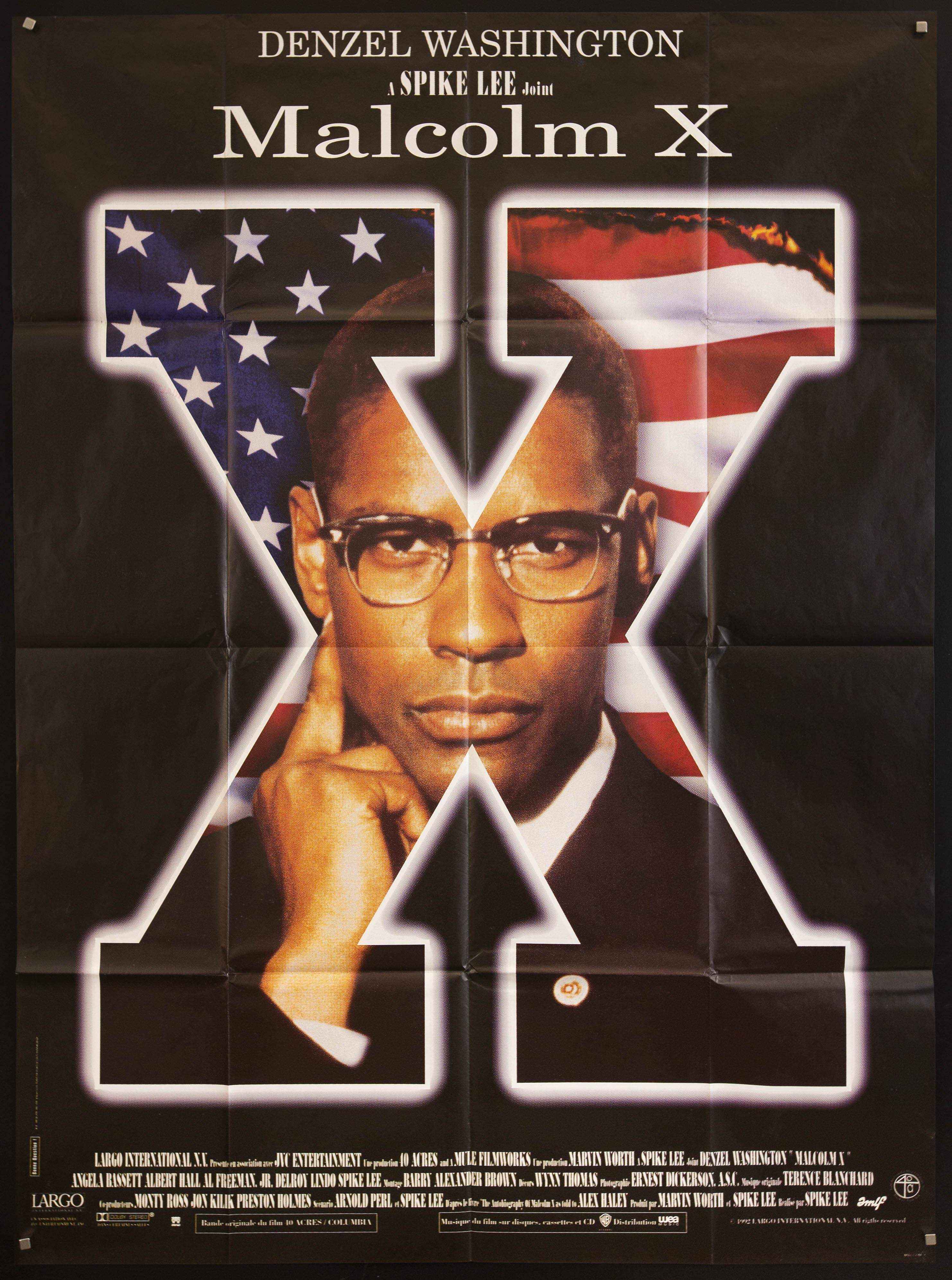 雑誌 POST Malcolm X 1964年 Malcolm X Movie Poster 1992 French 1 Panel (47x63)