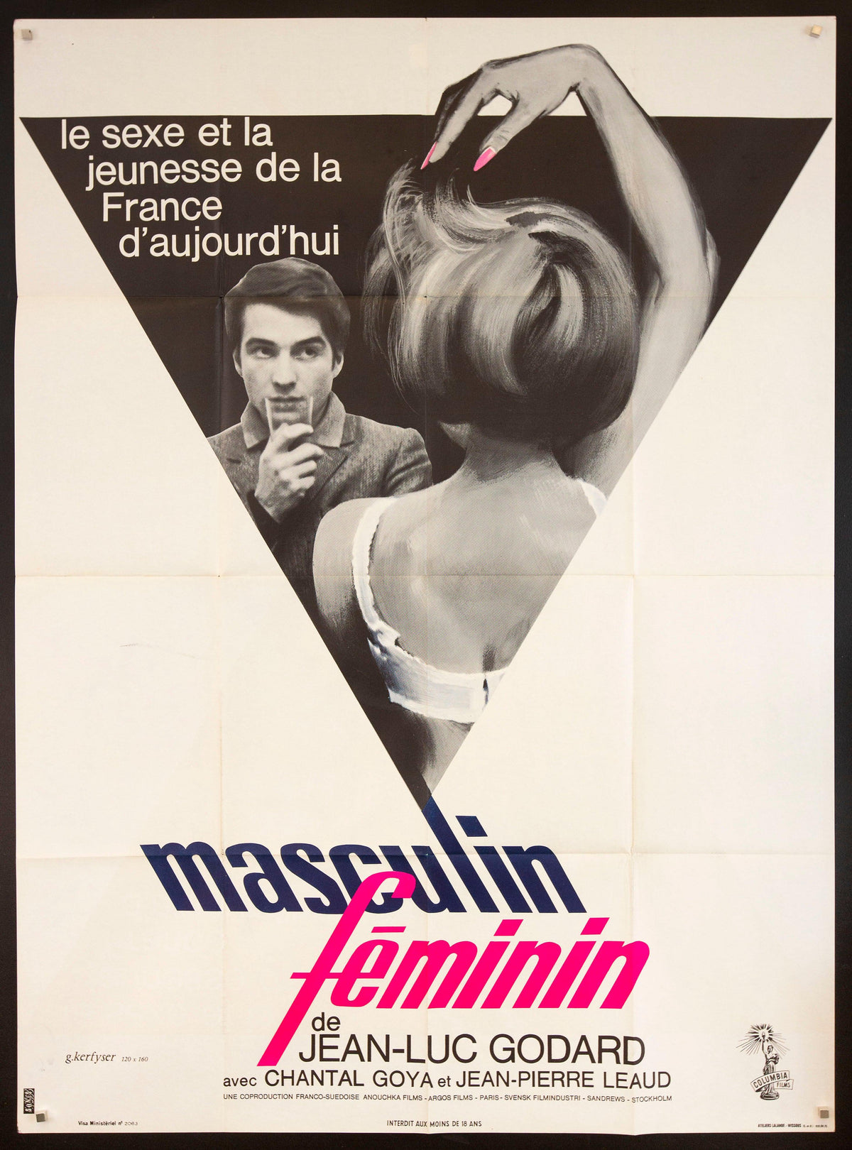 Masculin Feminin French 1 panel (47x63) Original Vintage Movie Poster