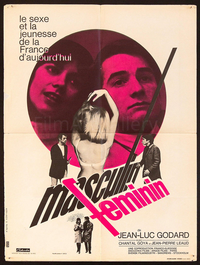 Masculin Feminin French small (23x32) Original Vintage Movie Poster