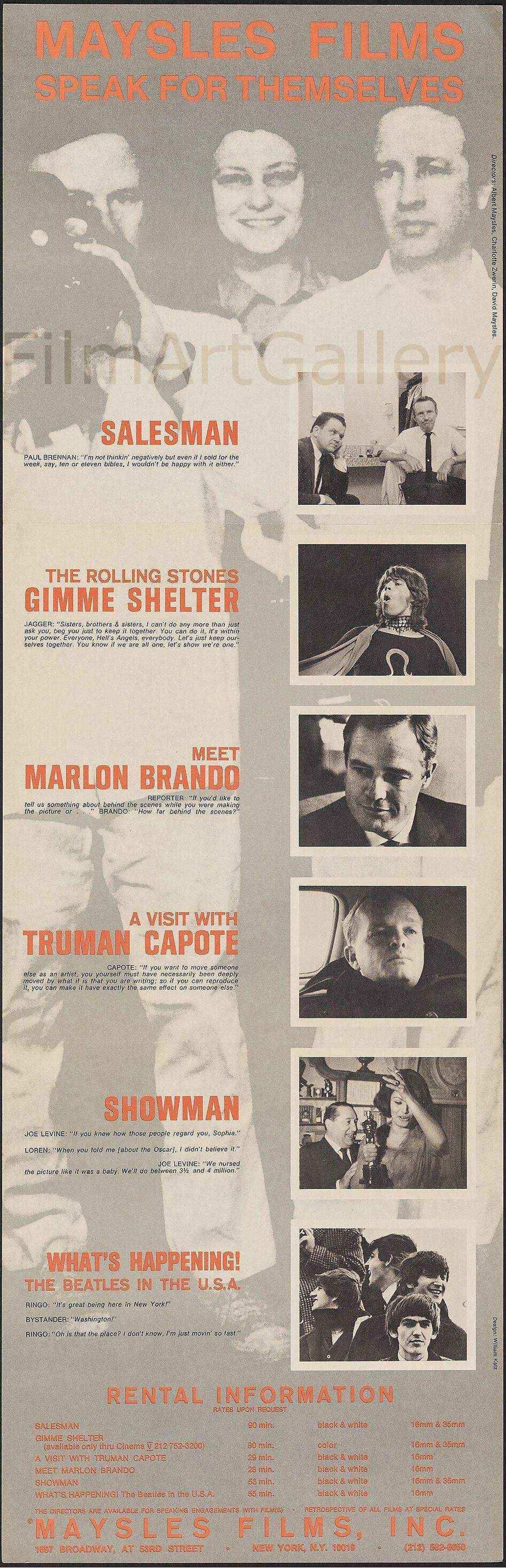 Maysles Films: Speak for Themselves Original Vintage Movie Poster
