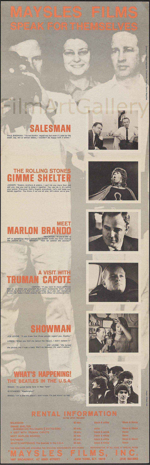 Maysles Films: Speak for Themselves Original Vintage Movie Poster