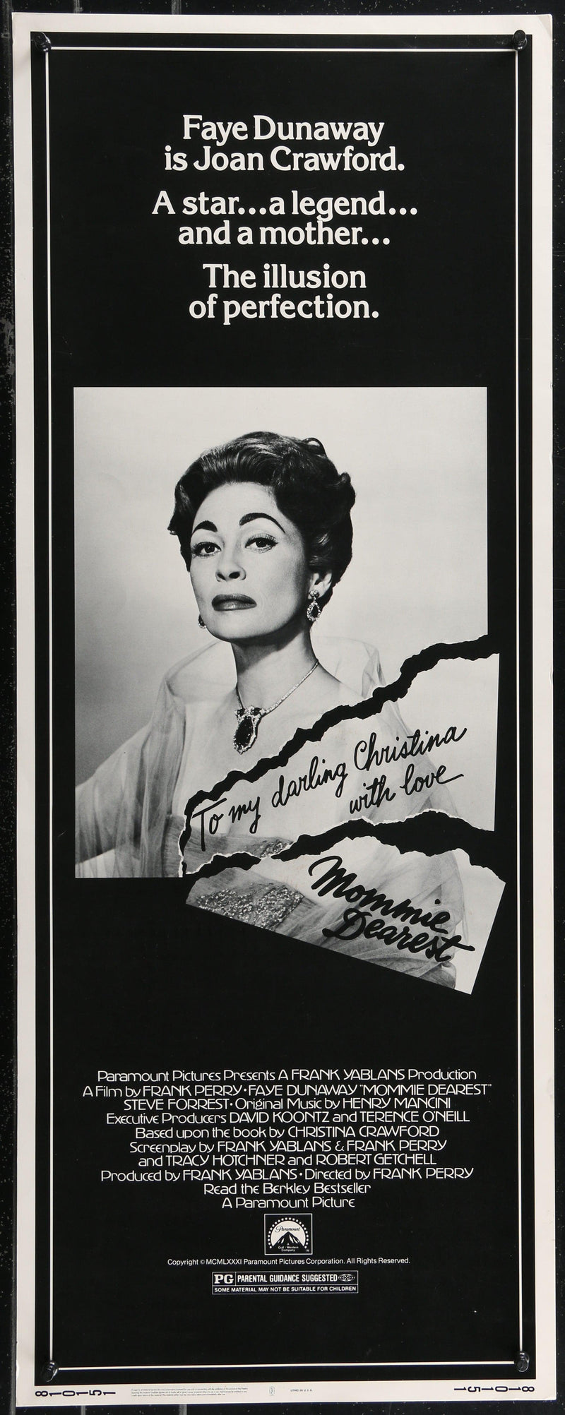 Mommie Dearest Insert (14x36) Original Vintage Movie Poster