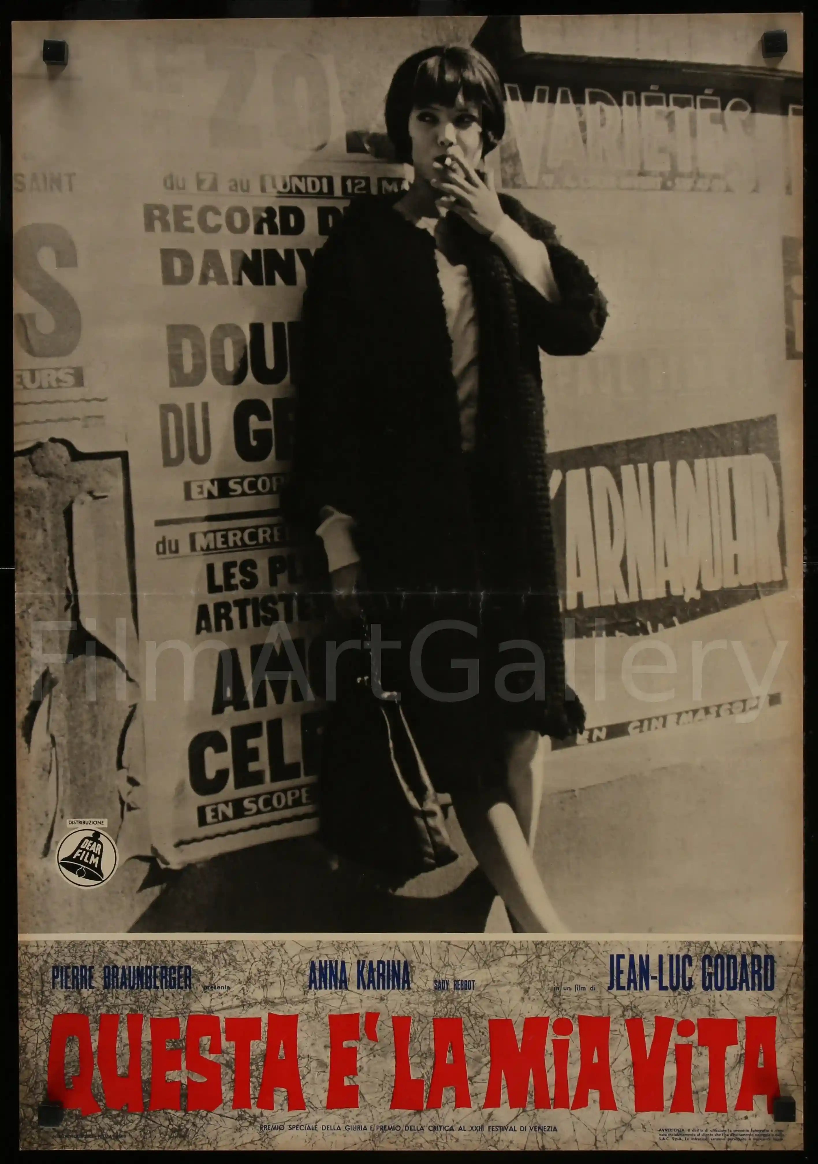 My Life to Live (Vivre Sa Vie) Movie Poster 1963 Italian