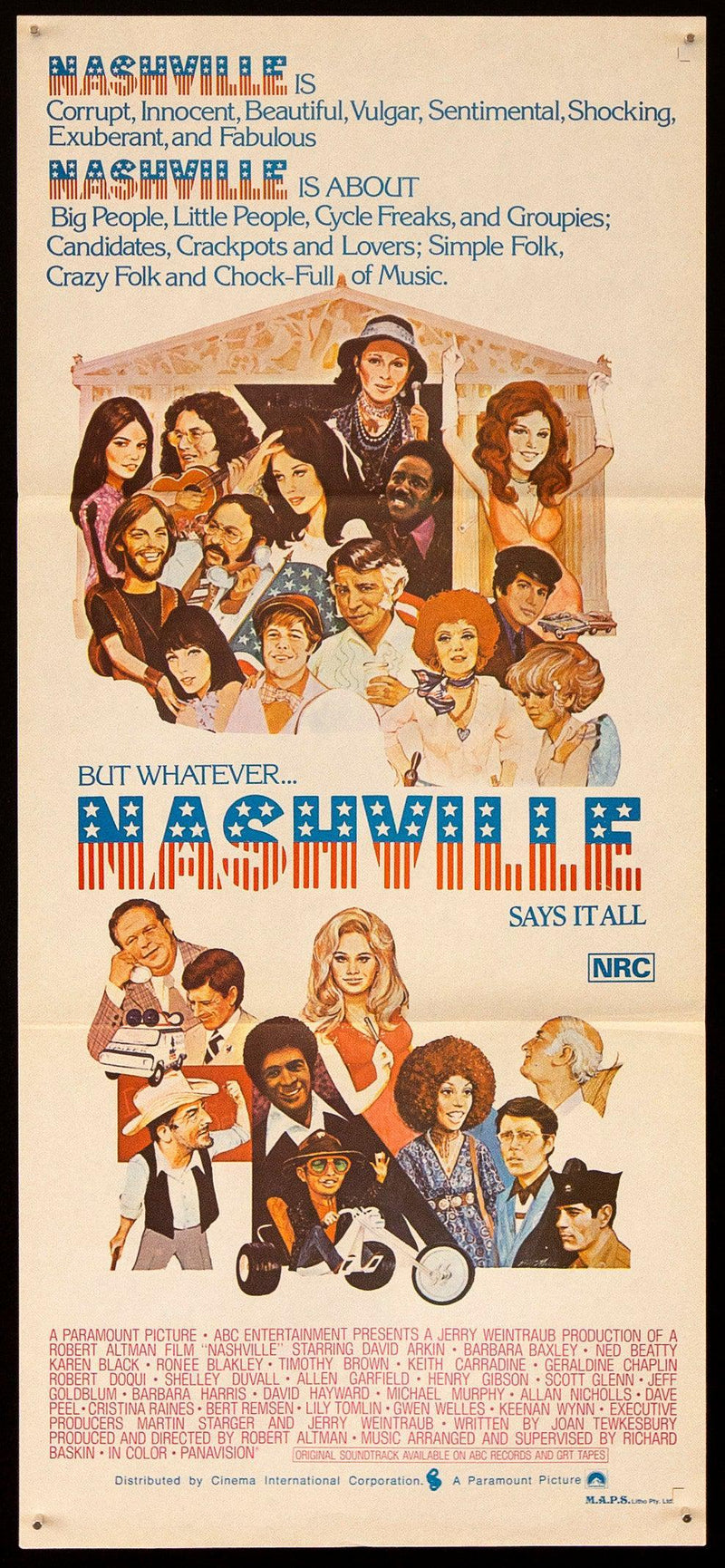 Nashville Australian Daybill (13x30) Original Vintage Movie Poster