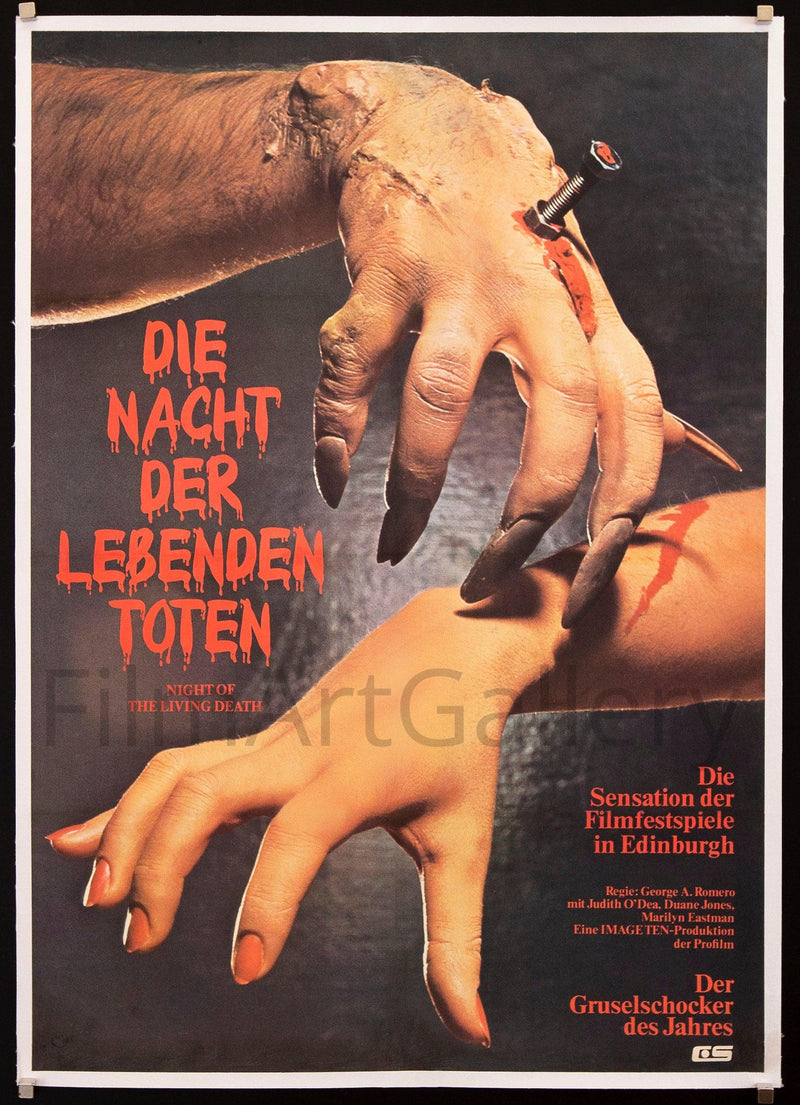 Night of the Living Dead German A1 (23x33) Original Vintage Movie Poster