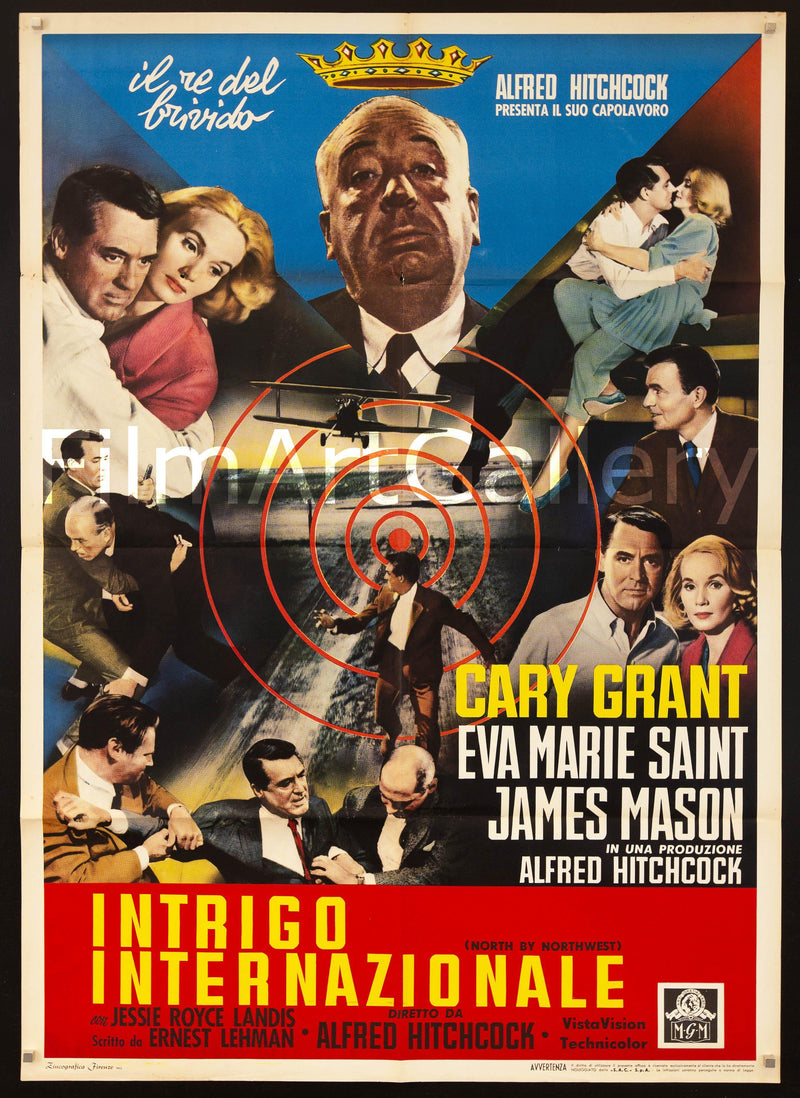 North By Northwest Italian 2 Foglio (39x55) Original Vintage Movie Poster