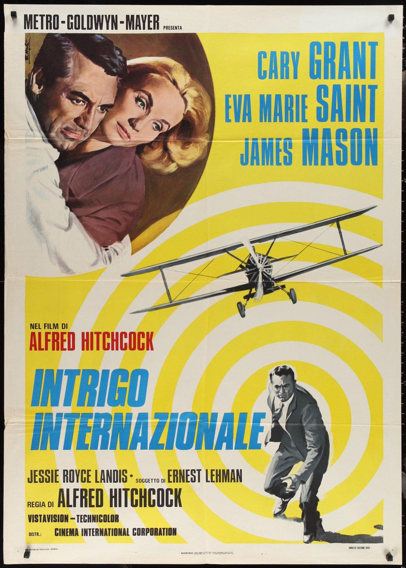 North By Northwest Italian 2 foglio (39x55) Original Vintage Movie Poster