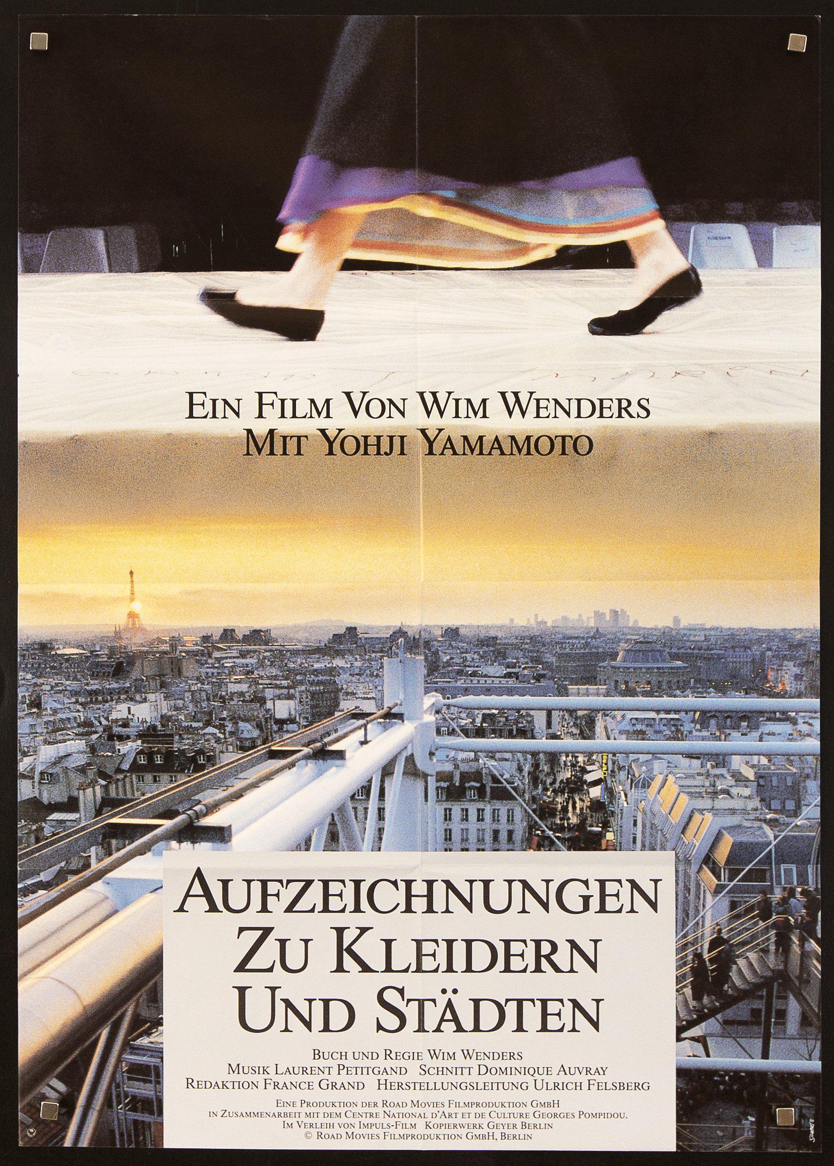 Notebooks on Cities and Clothes Movie Poster 1989 German A1