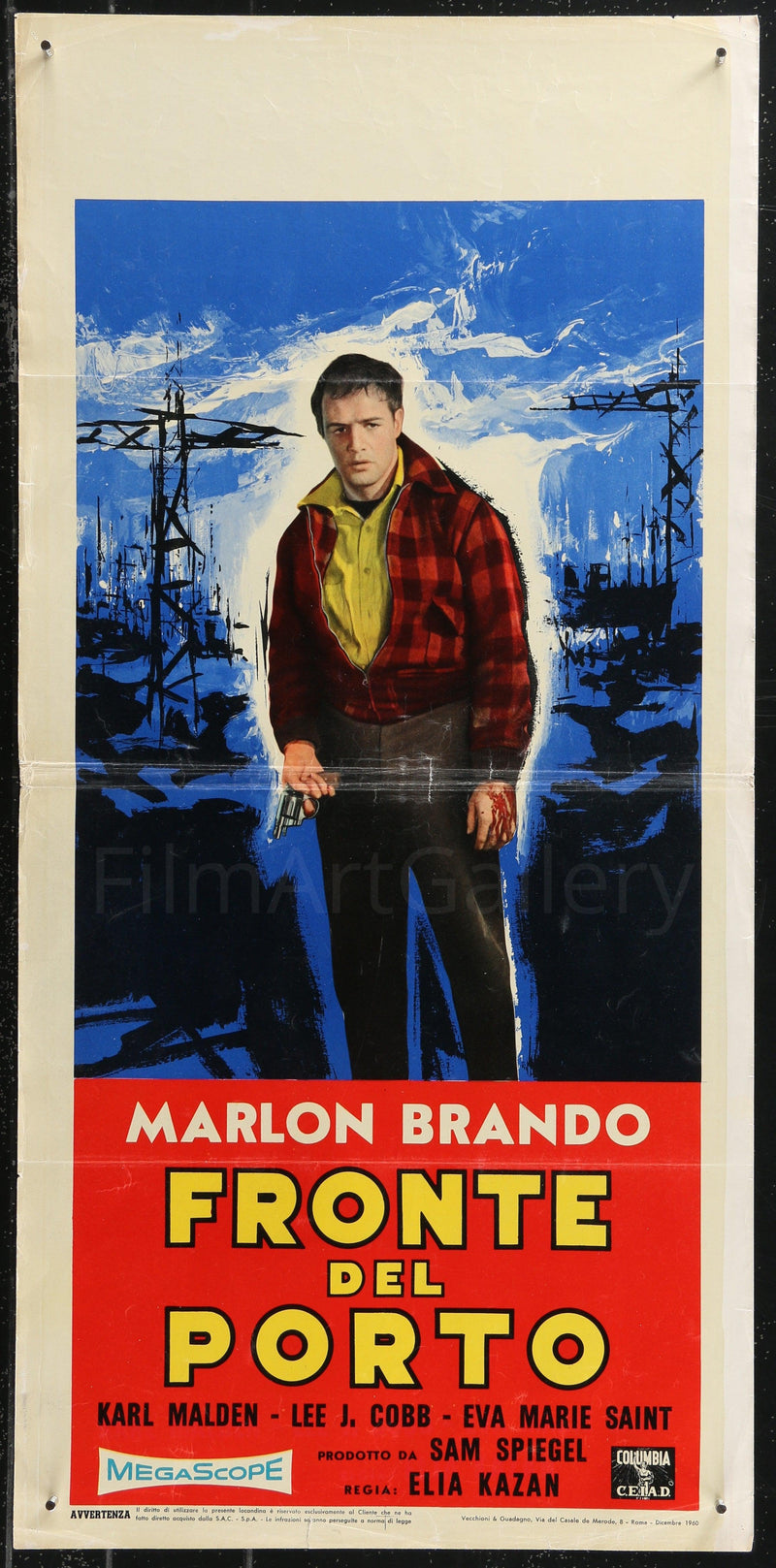 On the Waterfront Italian Locandina (13x28) Original Vintage Movie Poster