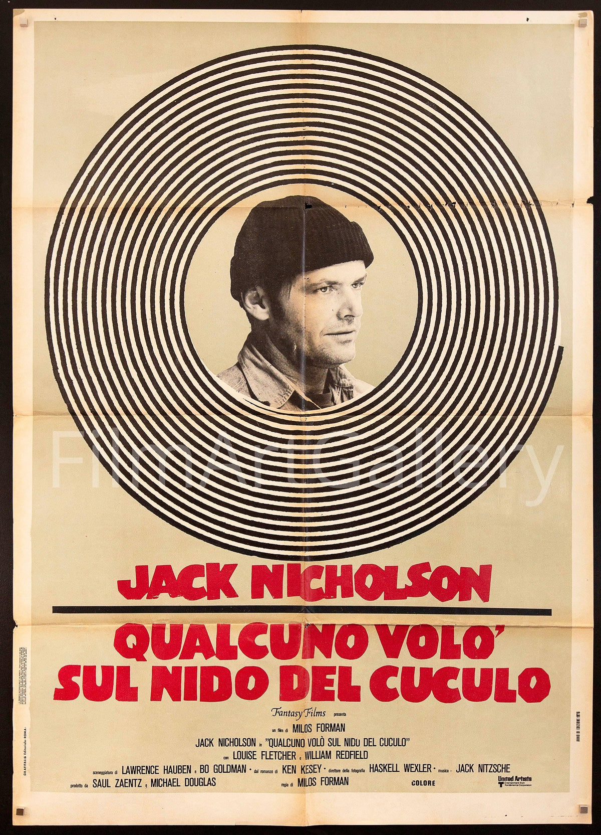 One Flew Over the Cuckoo&#39;s Nest Italian 2 foglio (39x55) Original Vintage Movie Poster