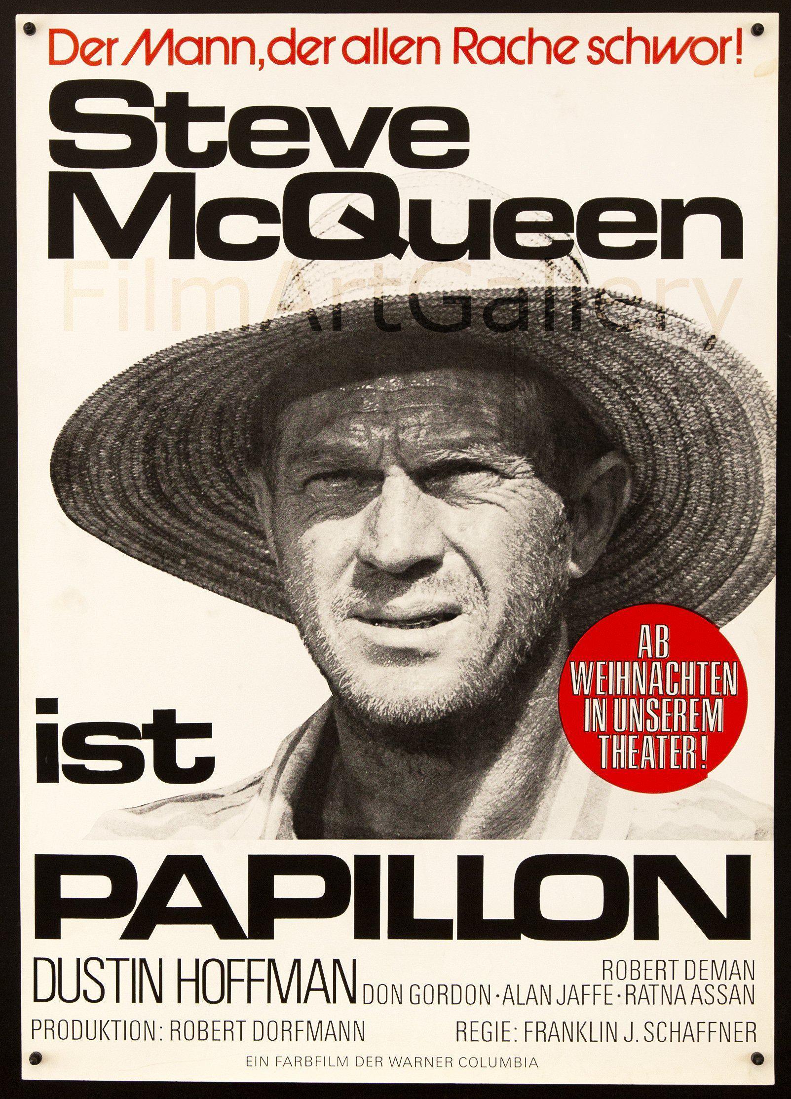 Papillon Movie Poster 1974 German A1 (23x33), image size:1603x2227