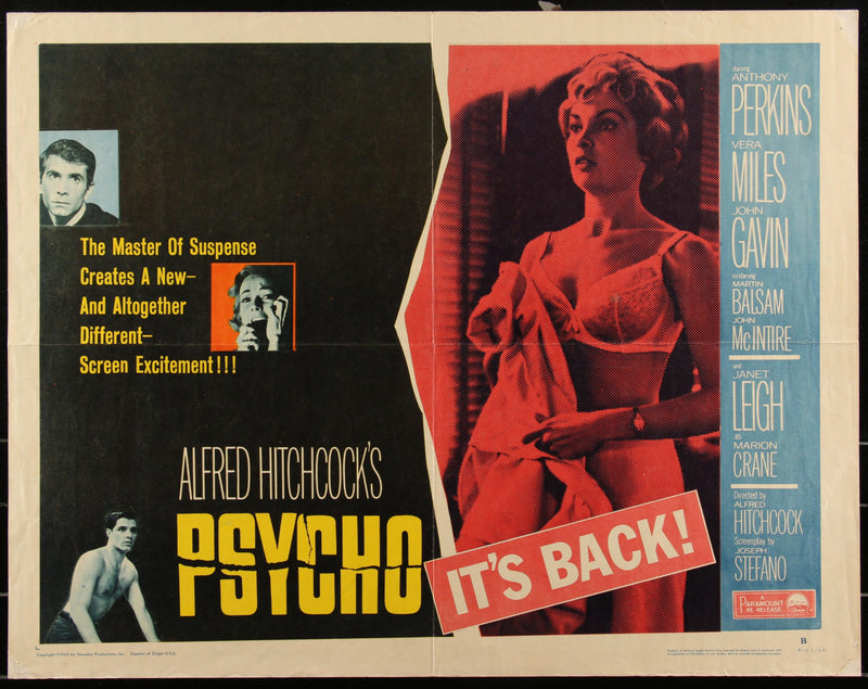 Psycho Half Sheet (22x28) Original Vintage Movie Poster
