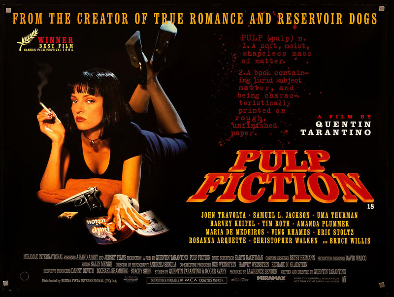 Pulp Fiction British Quad (30x40) Original Vintage Movie Poster