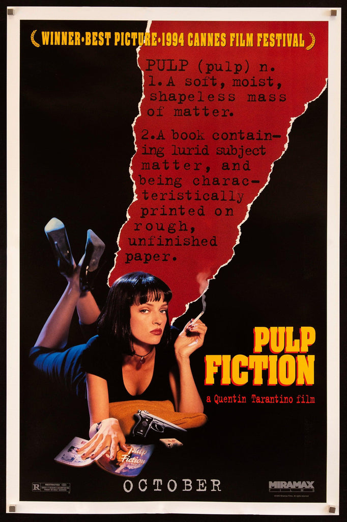 ポスター 90s VINTAGE PULP FICTION ORIGINAL POSTER Pulp Fiction Movie Poster 1994 1 Sheet (27x41)