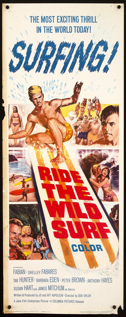 Ride the Wild Surf Movie Poster 1964 Insert (14x36)