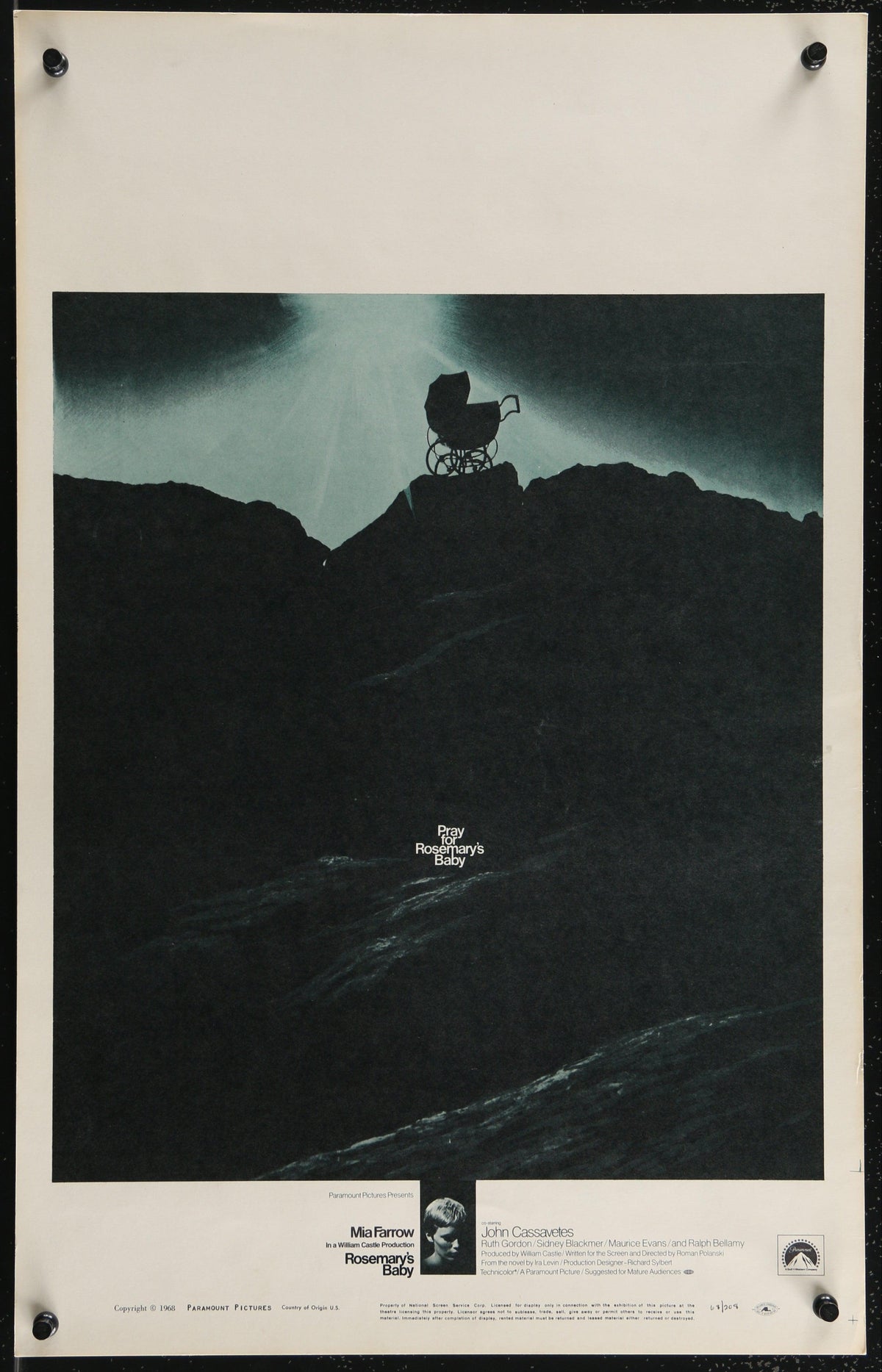 Rosemary&#39;s Baby Window Card (14x22) Original Vintage Movie Poster