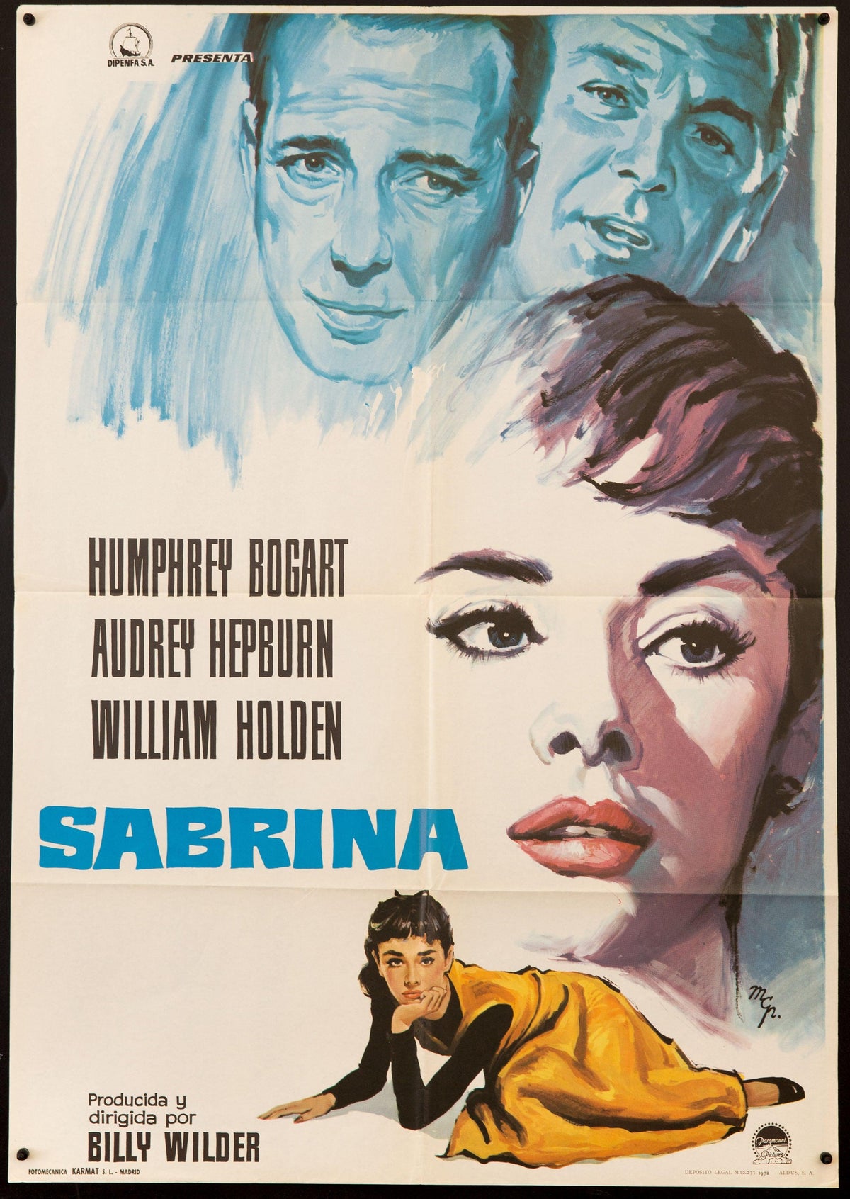 Sabrina 1 Sheet (27x41) Original Vintage Movie Poster