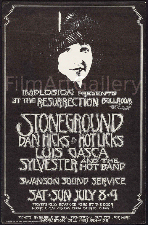 San Francisco concert featuring Sylvester and the Hot Band Original Vintage Movie Poster