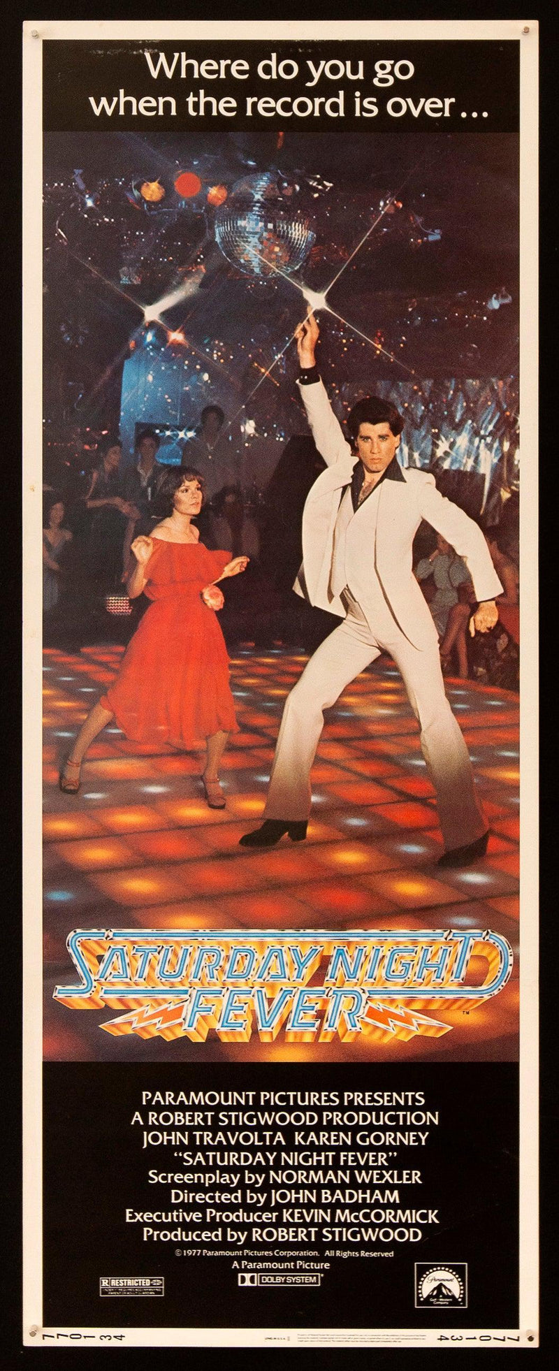 Saturday Night Fever Insert (14x36) Original Vintage Movie Poster
