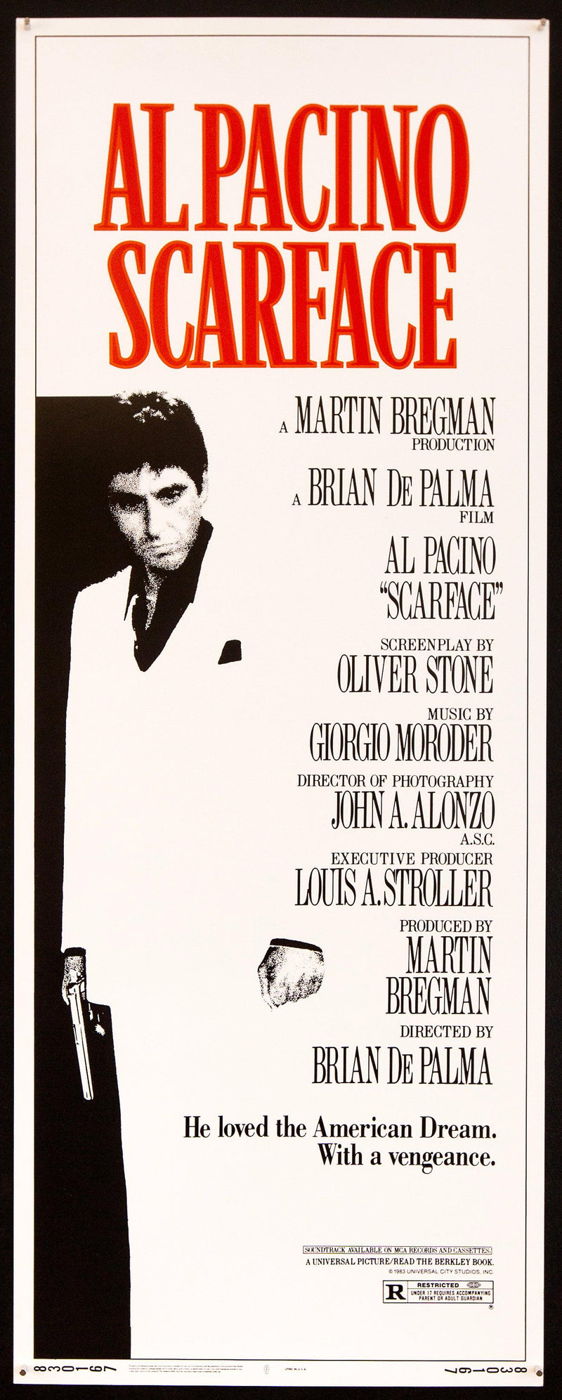 Scarface Insert (14x36) Original Vintage Movie Poster