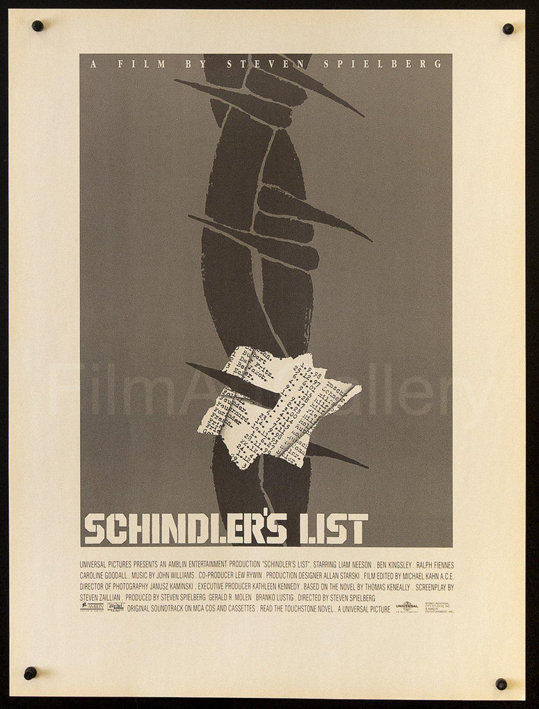 Schindler's List - Barbed Wire (Newsprint) Original Vintage Movie Poster