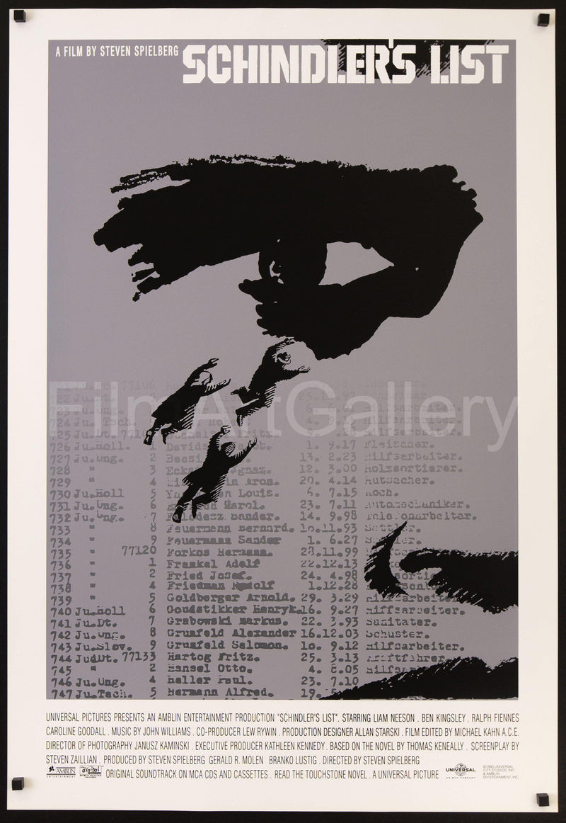 Schindler's List - Unused Alternate Design 28x41 Original Vintage Movie Poster
