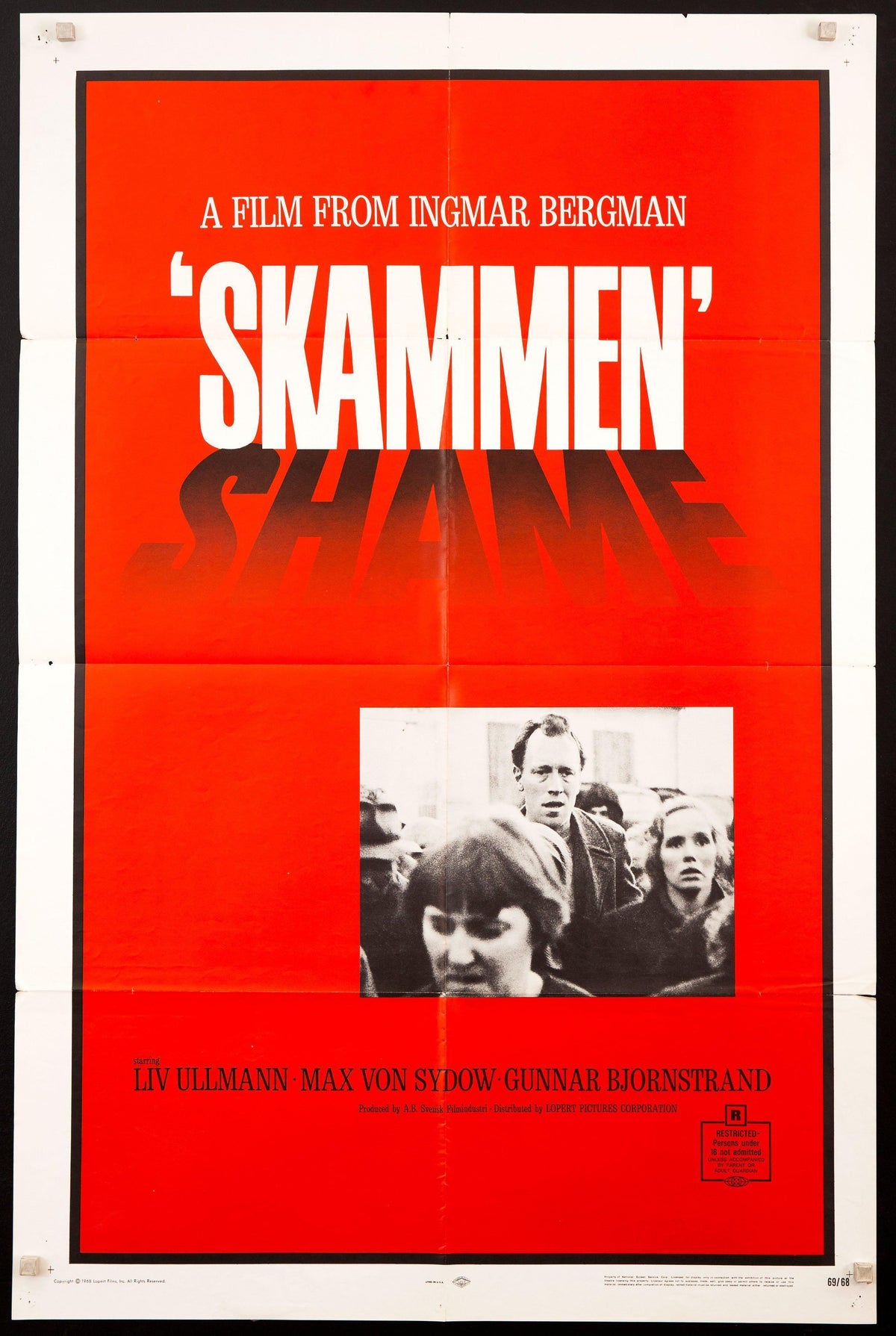 Shame (Skammen) Original Vintage Movie Poster