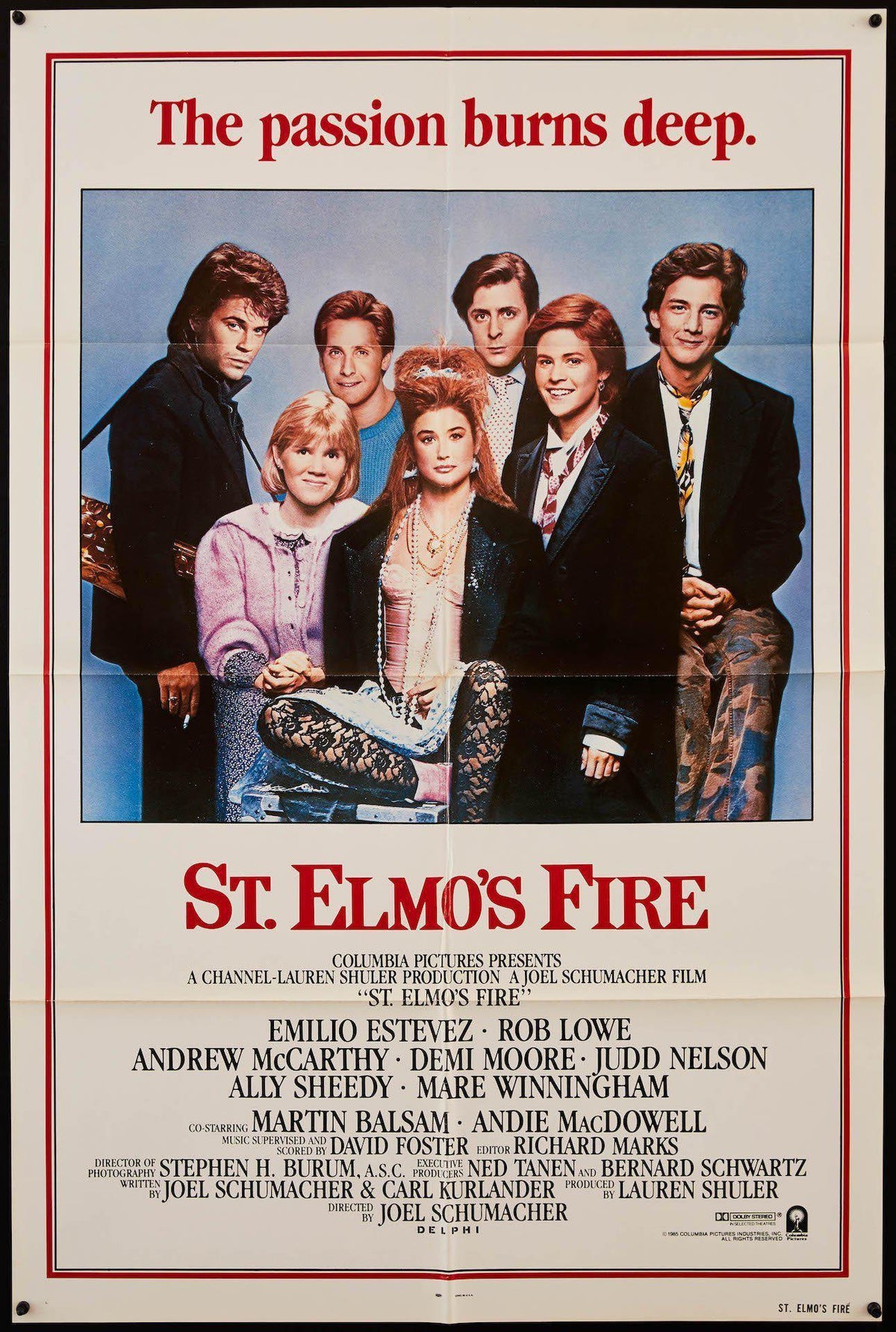 St. Elmo&#39;s Fire 1 Sheet (27x41) Original Vintage Movie Poster