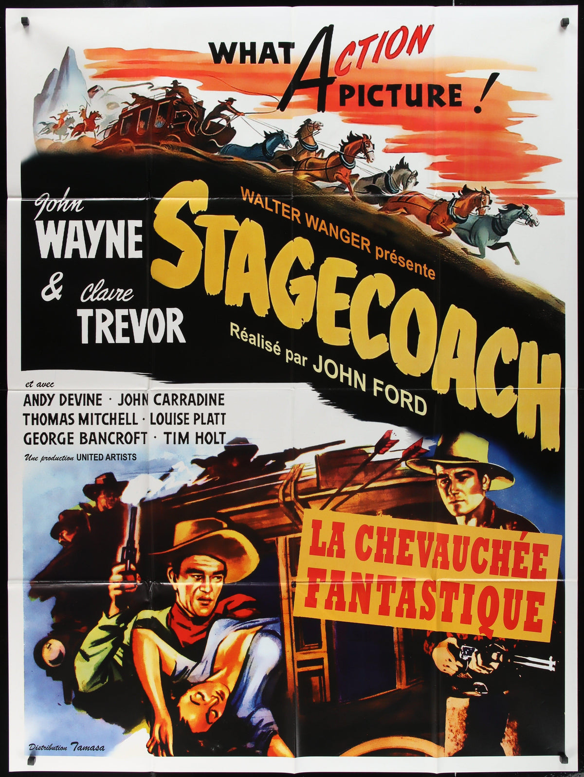 Stagecoach French 1 Panel (47x63) Original Vintage Movie Poster