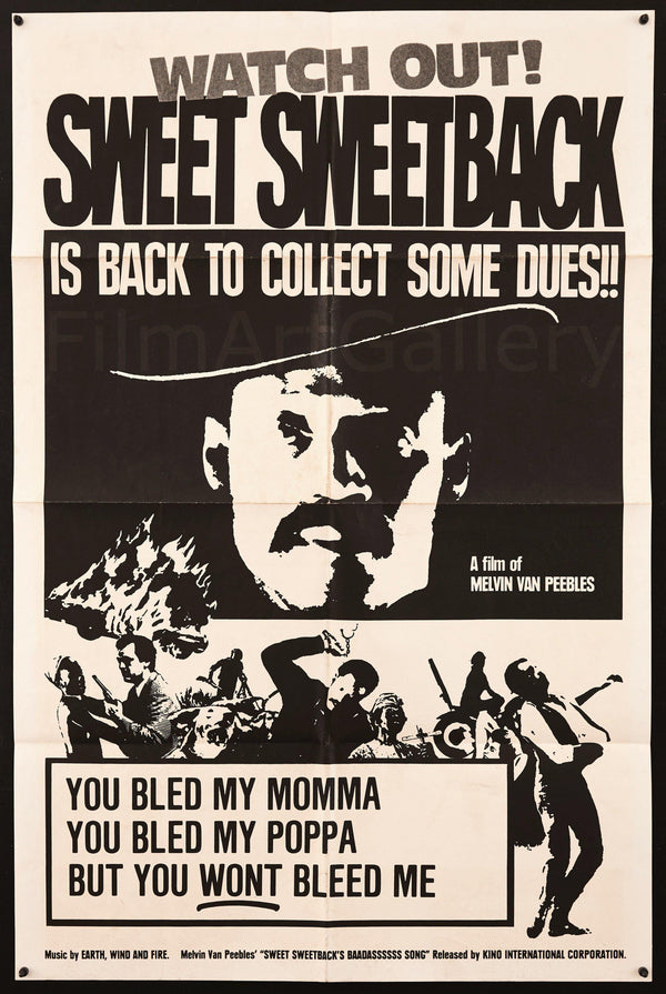 Sweet Sweetback's Baadasssss Song Movie Poster 1970's RI 1 Sheet